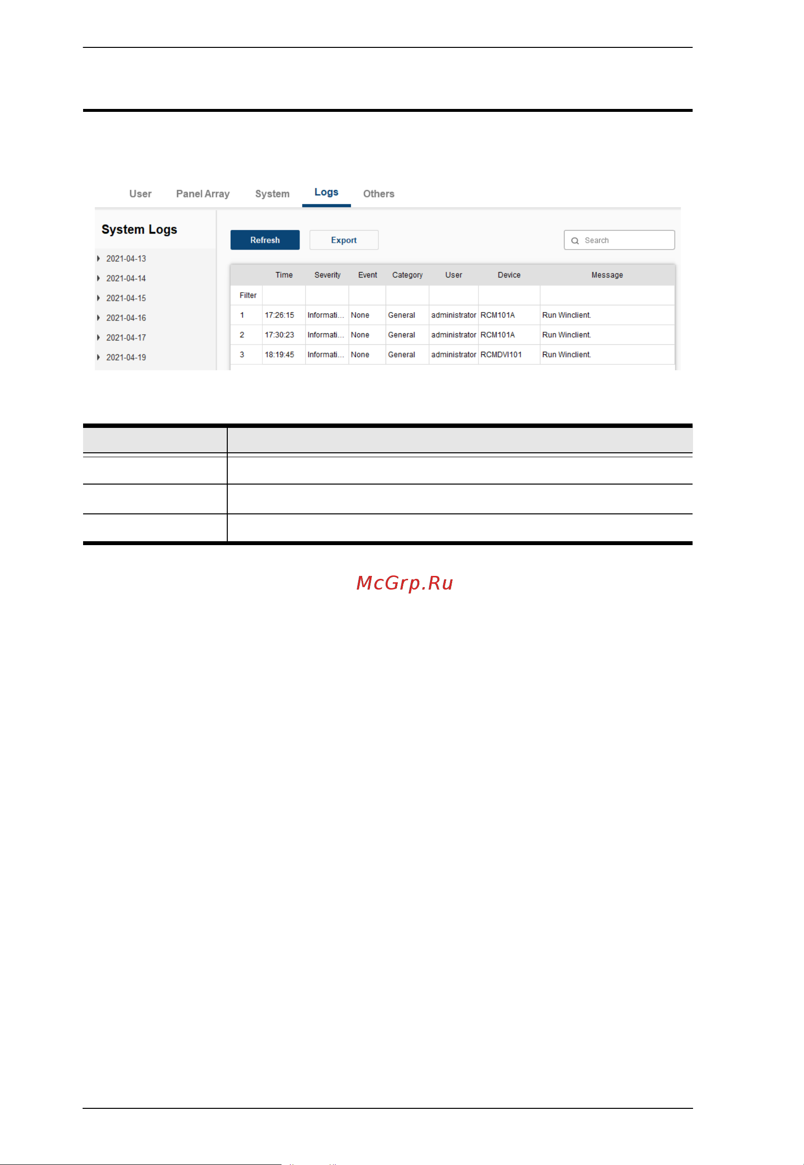 Aten RCMMS [40/73] The logs tab can store up to 200 rcmms system log records