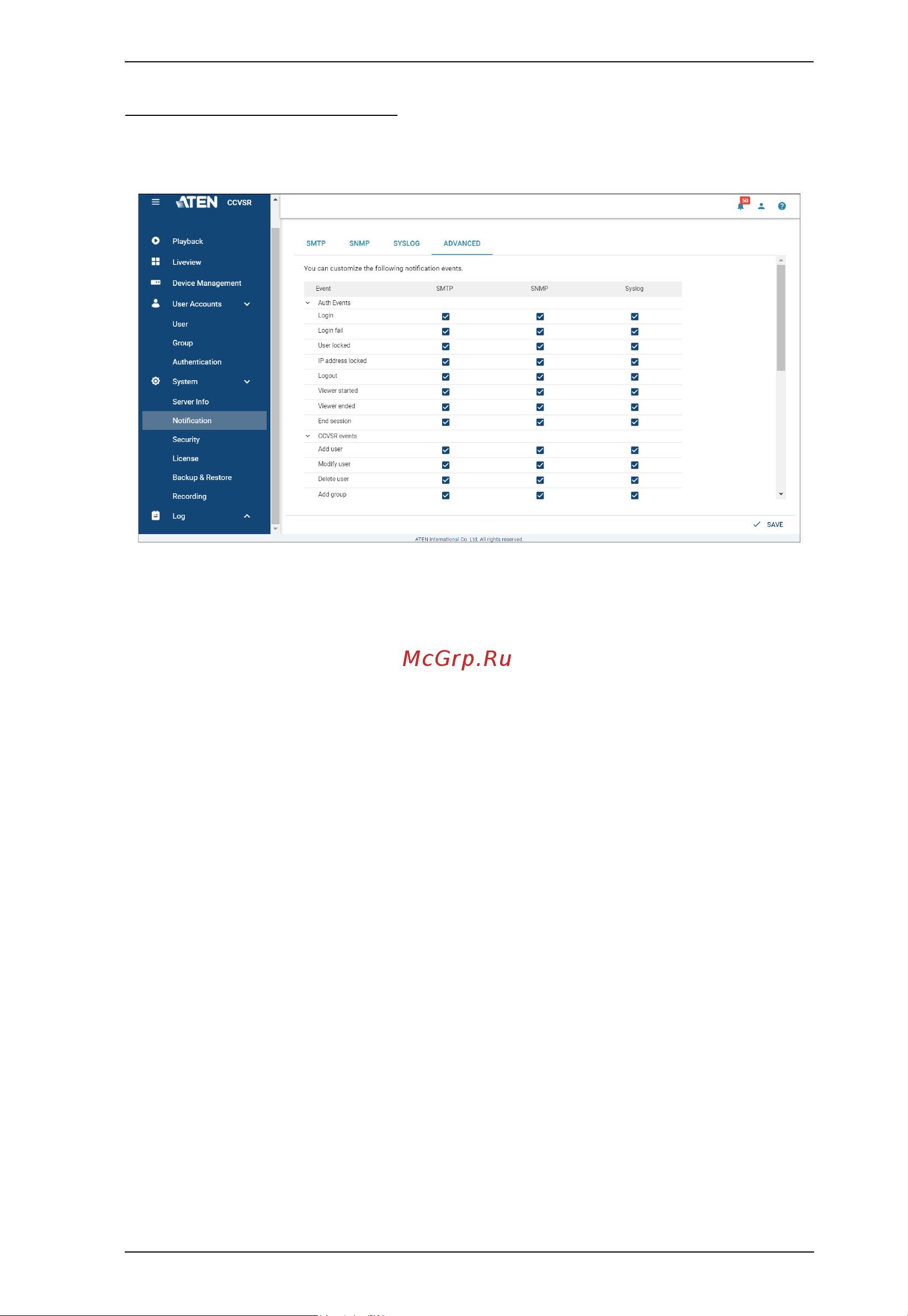 Aten CCVSR [73/131] Advanced notification