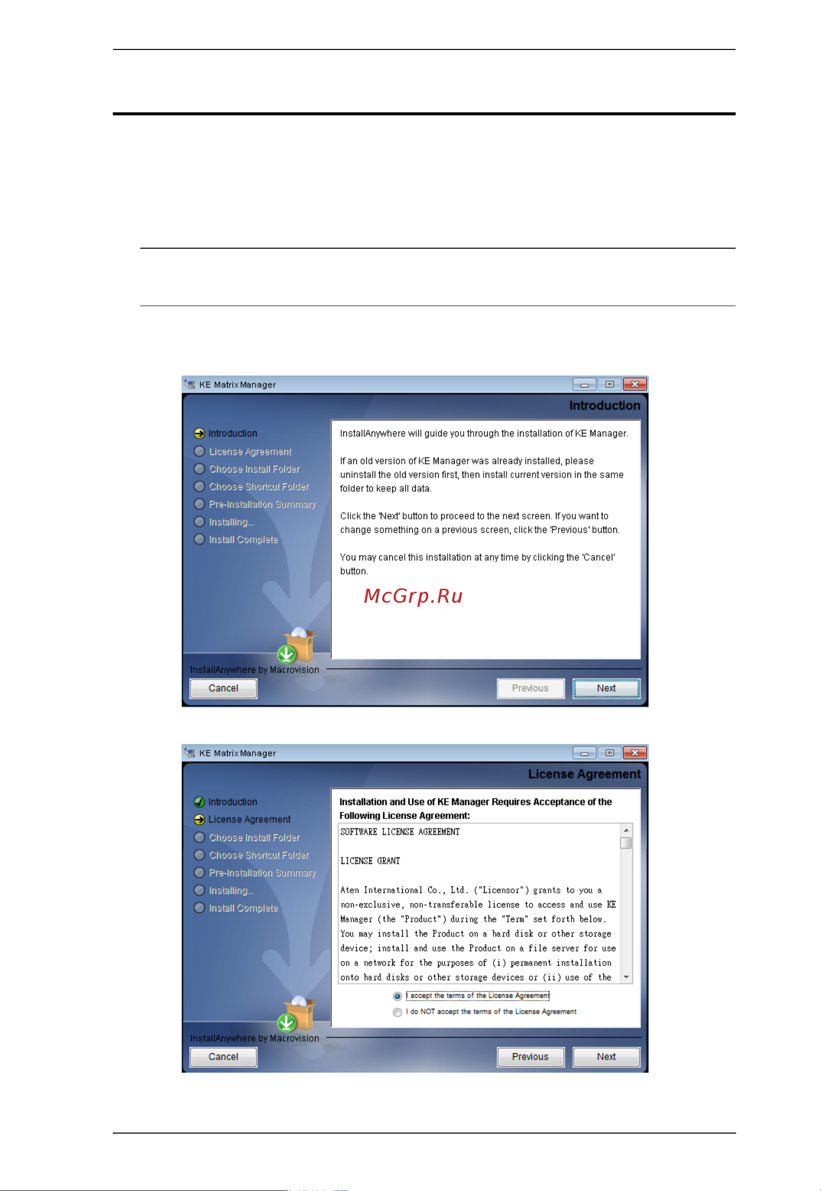 Aten RCMDVI40BT [101/297] Installing the kvm over ip matrix manager