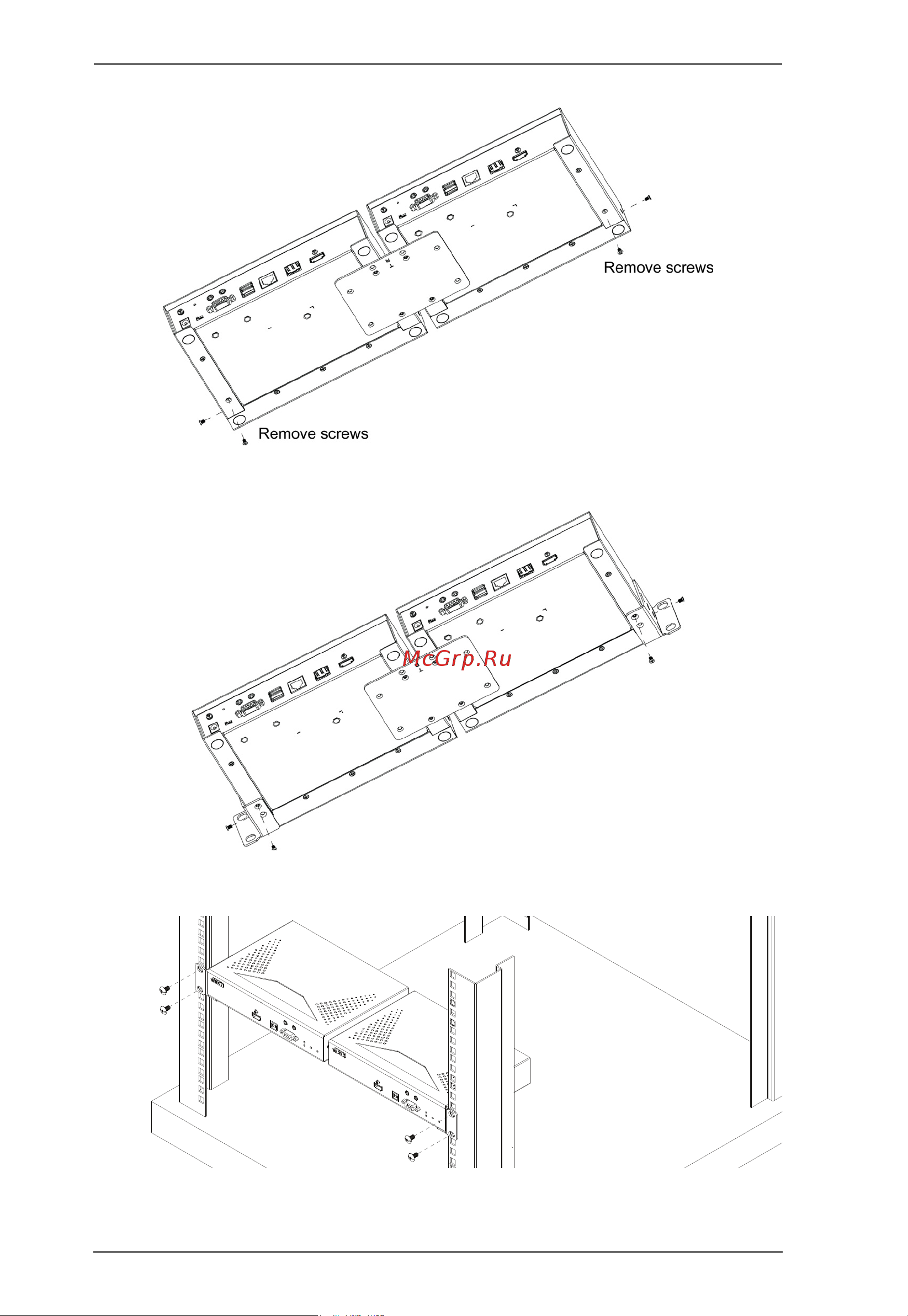 Aten RCMDVI40BT [274/297] Use the screws in step 2 to install the left and right mounting brackets