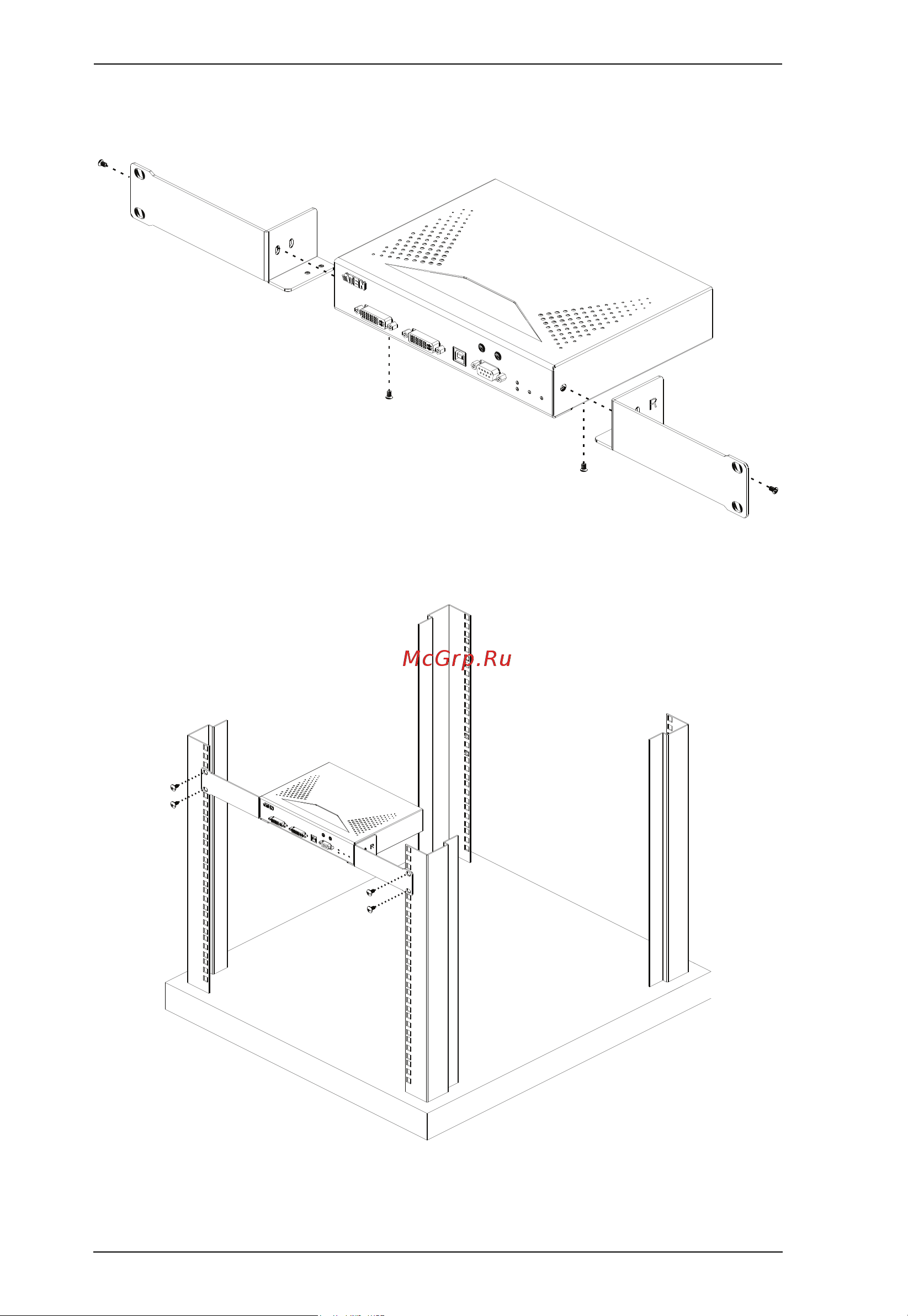Aten RCMDVI00BT [278/297] Use the screws in step 2 to install the right and left mounting brackets