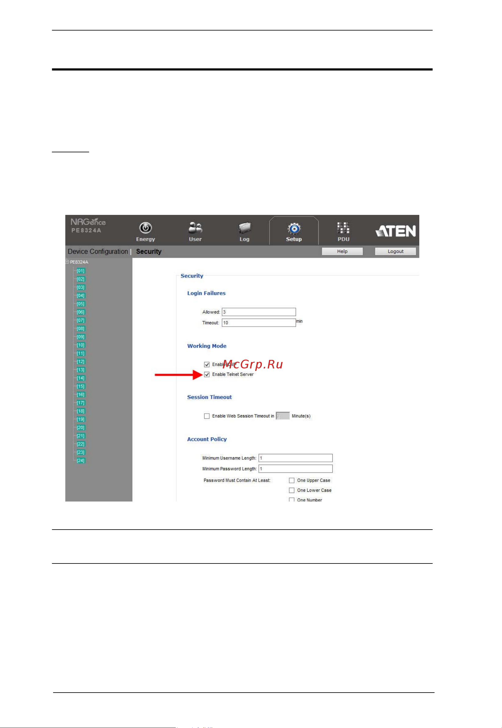 Aten PE5108 [2/13] Telnet