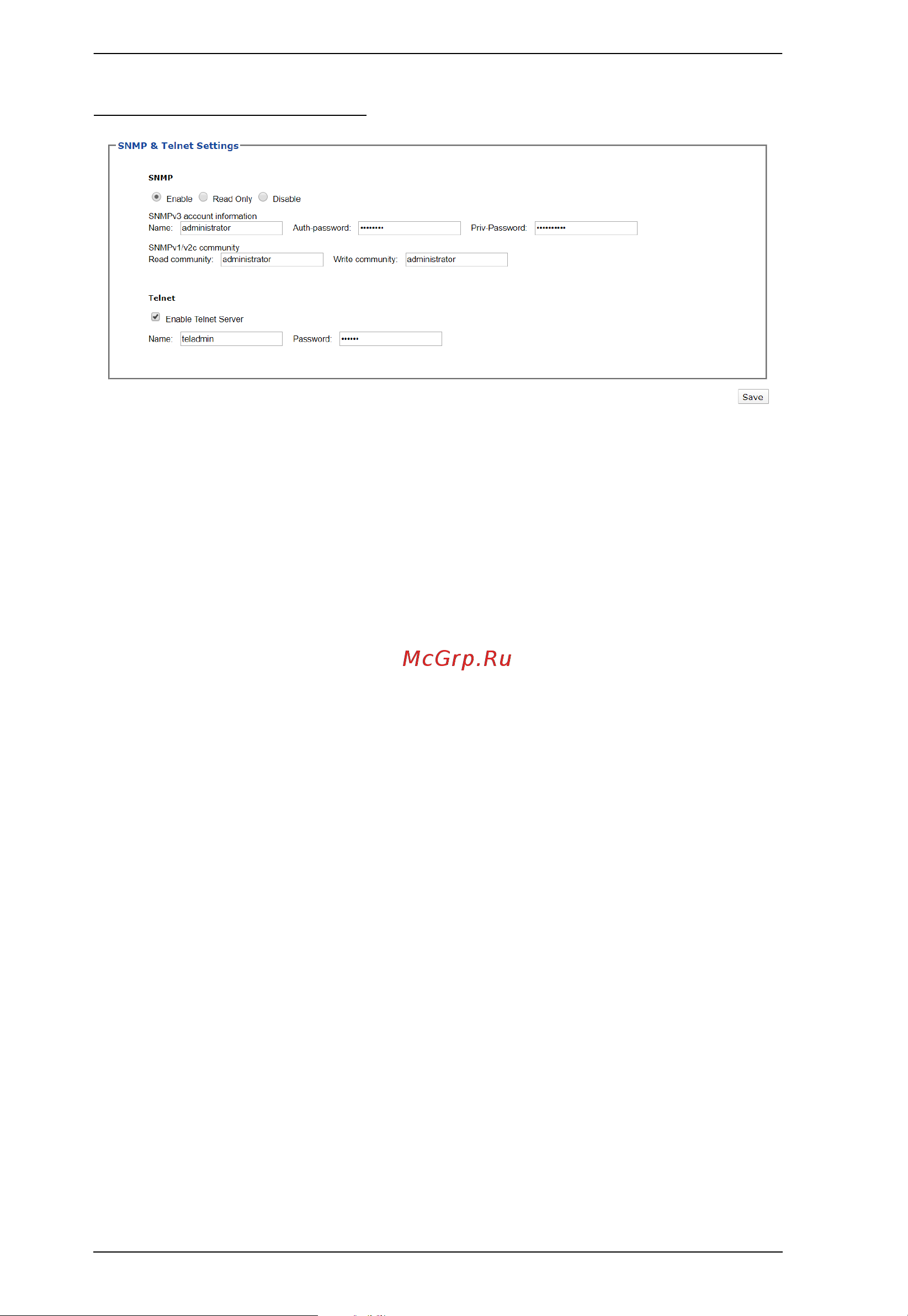 Aten EC1000 [56/81] Snmp telnet settings