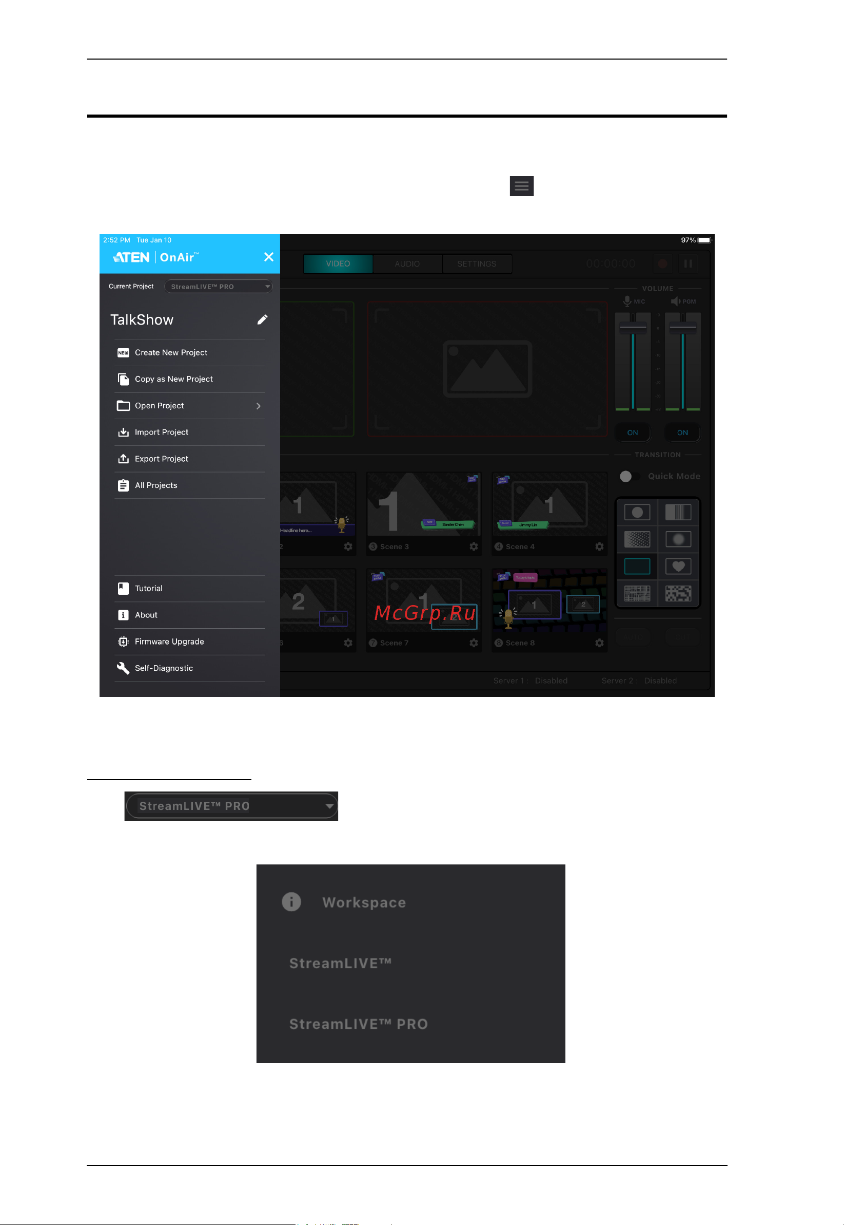 Aten StreamLIVE PRO UC9040 [36/102] Side menu