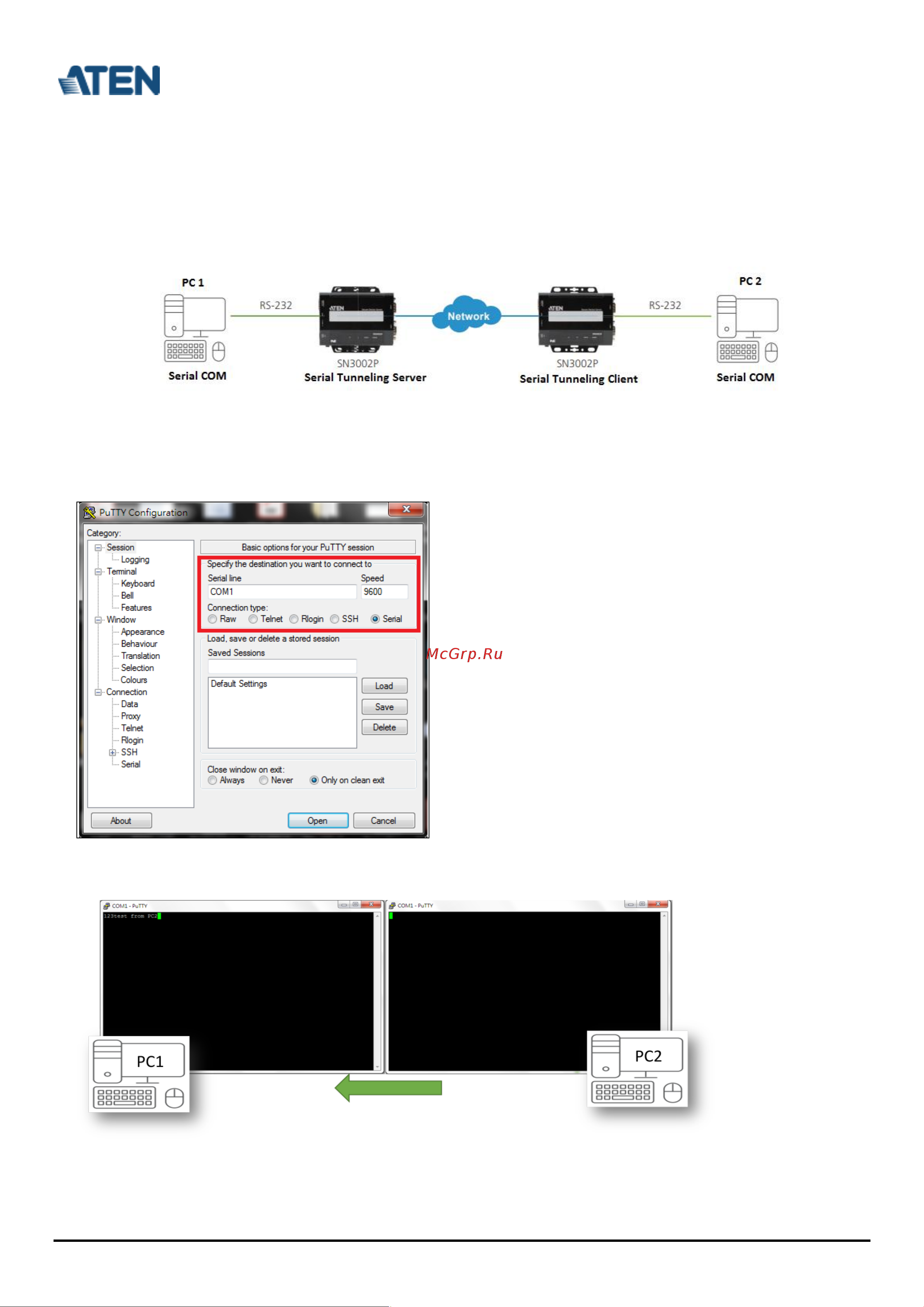 Aten SN3001 [5/6] C how to test serial tunneling server and client modes