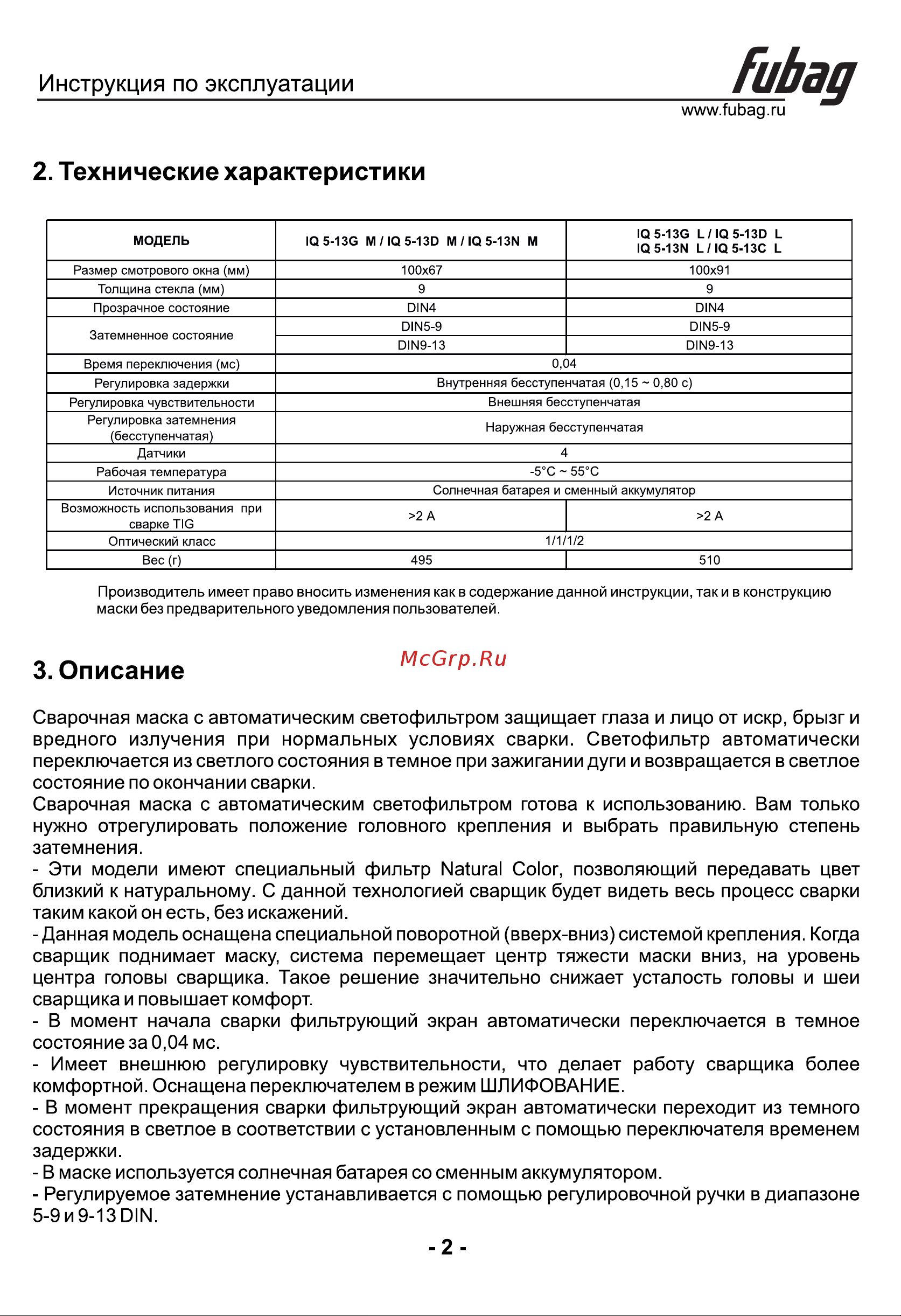 Fubag IQ 5-13N L Инструкция по Эксплуатации онлайн [3/8] 747045
