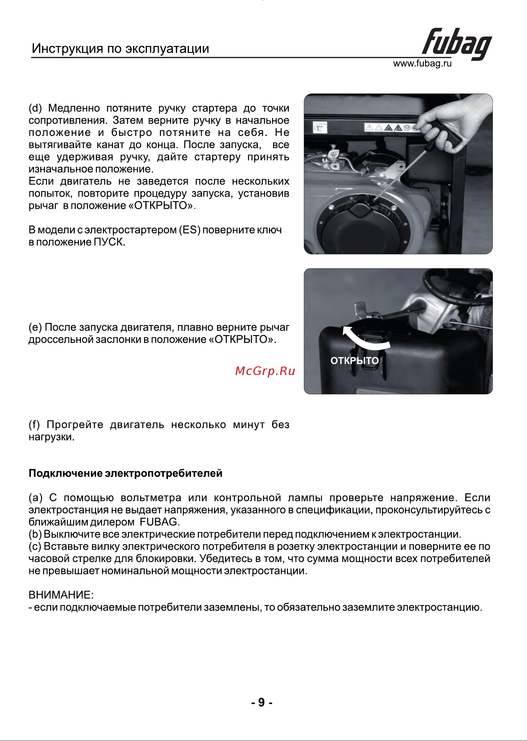 Fubag BS 8000 DA ES Инструкция по Эксплуатации онлайн [10/17] 747059