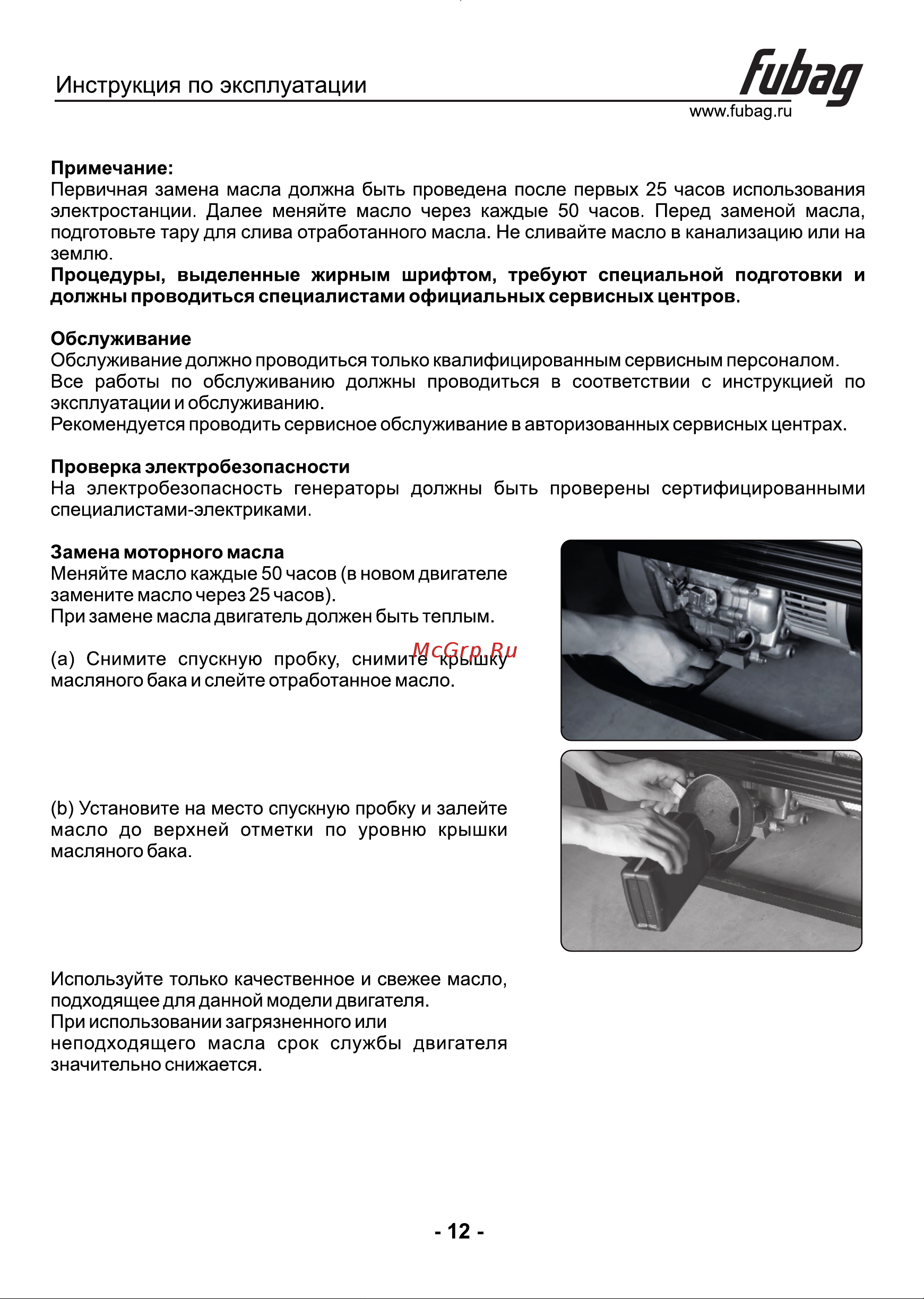 Fubag BS 8000 DA ES Инструкция по Эксплуатации онлайн [13/17] 747059