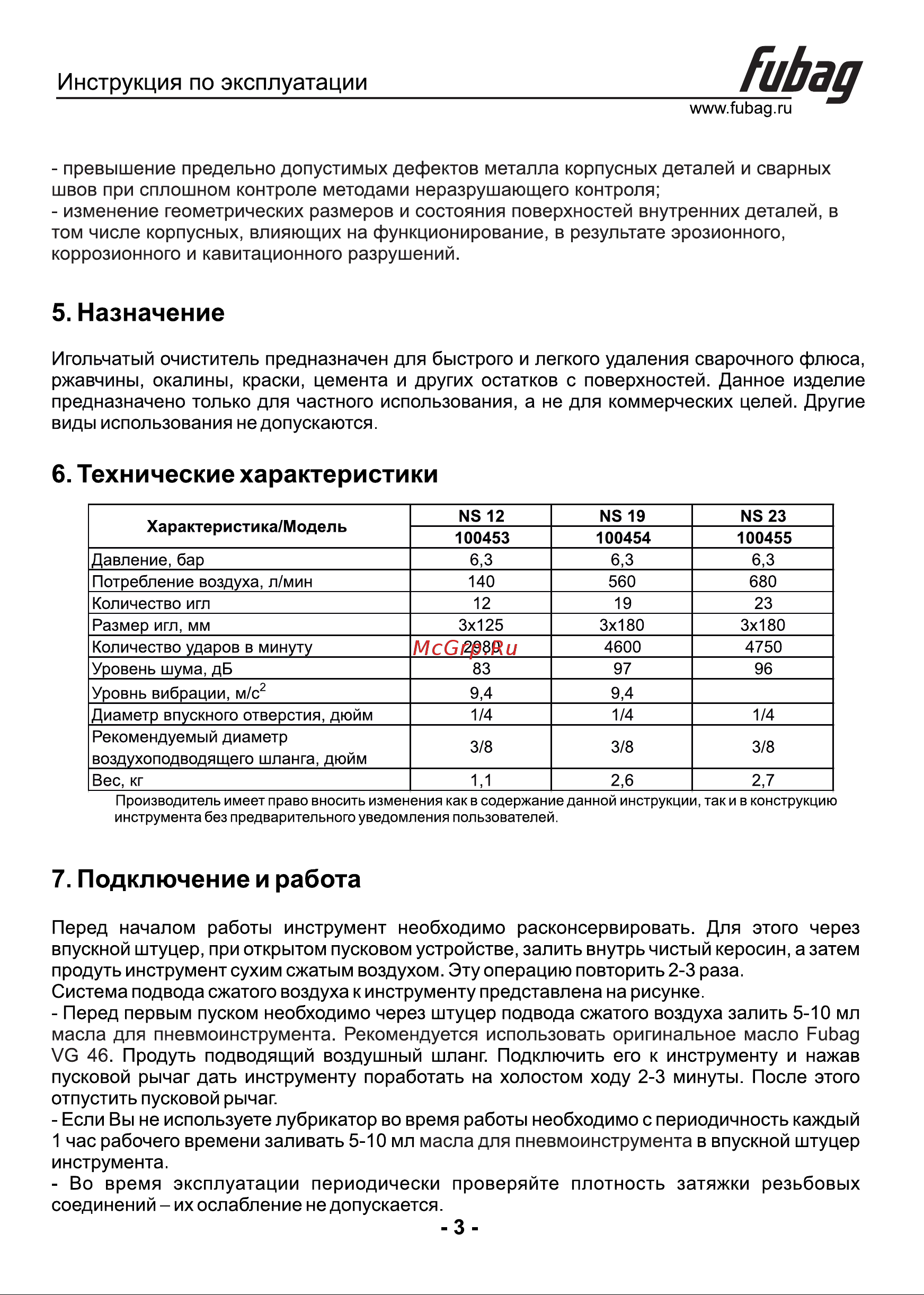 Fubag NS19 Инструкция по Эксплуатации онлайн [4/7] 747104