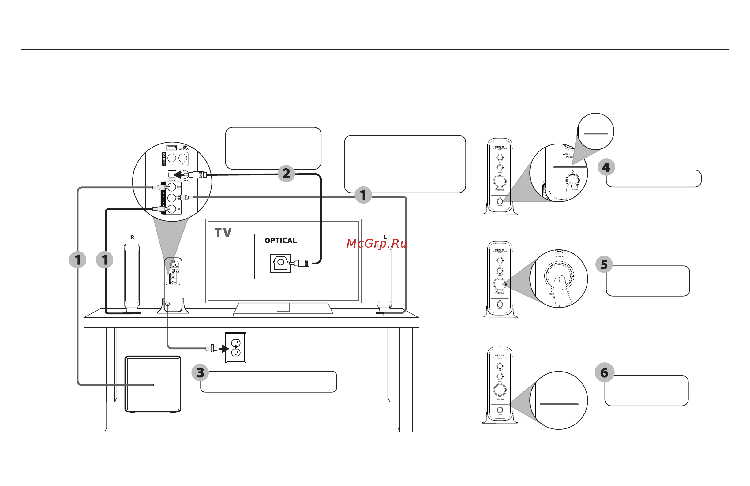 Microlab FC570BT [5/12] Внимание перед включением системы установите минимальное значение уровня громкости