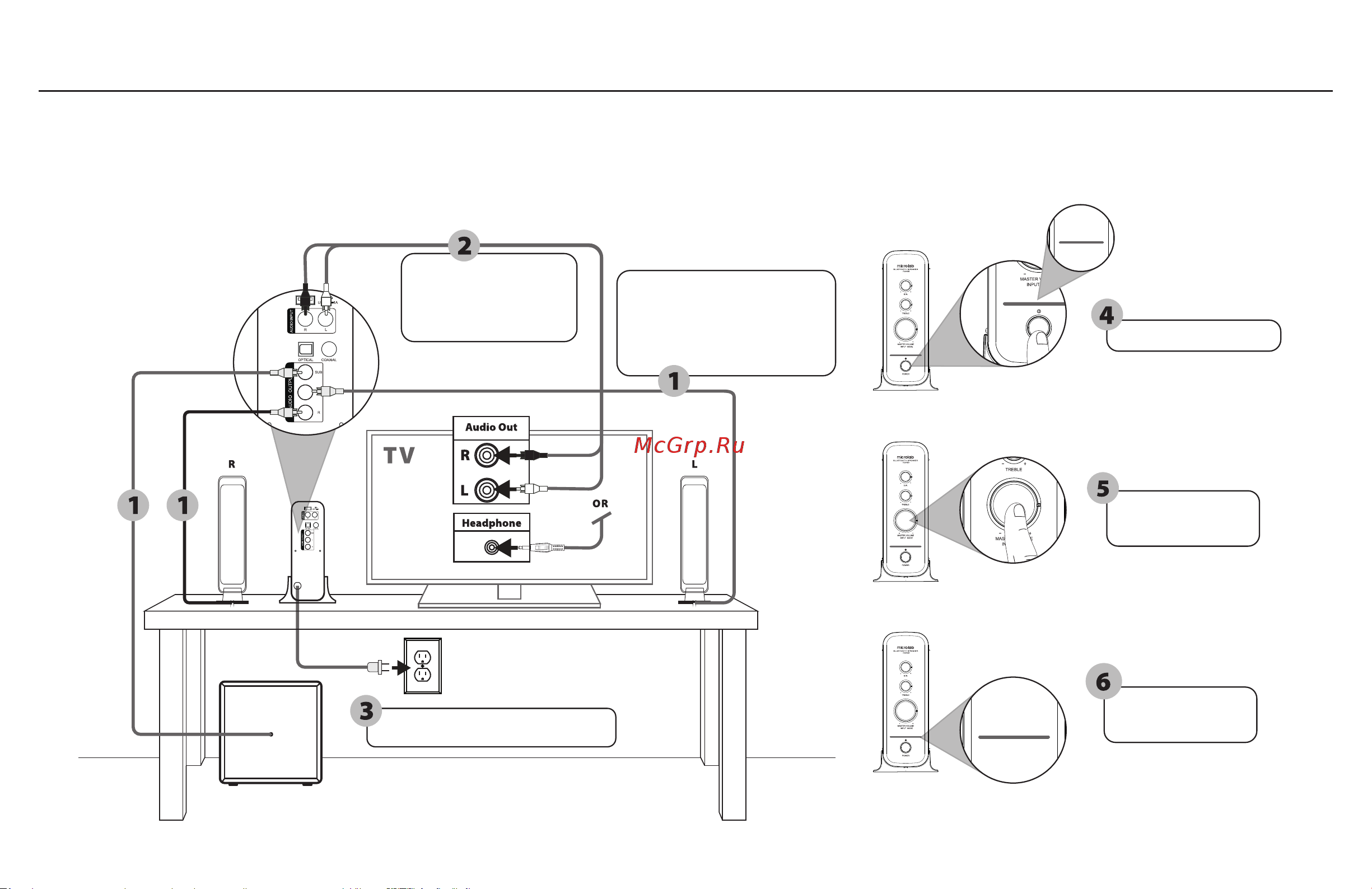 Microlab FC570BT [7/12] Подключение источника звука через кабель 3 5 мм jack 2rca