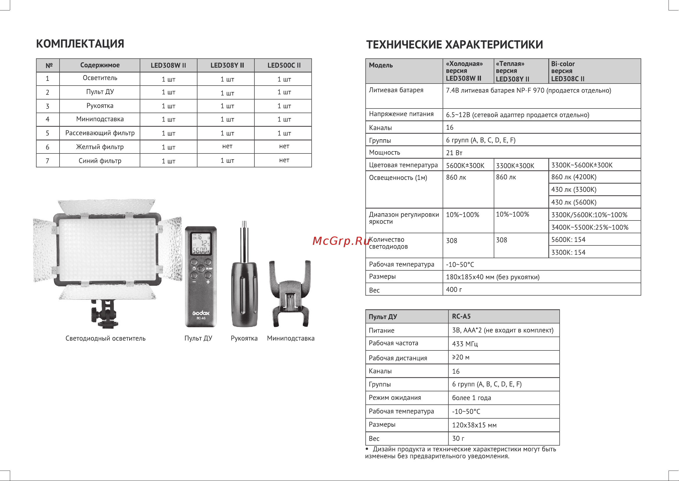 GODOX LED308C II Руководство по эксплуатации онлайн [6/6] 748040