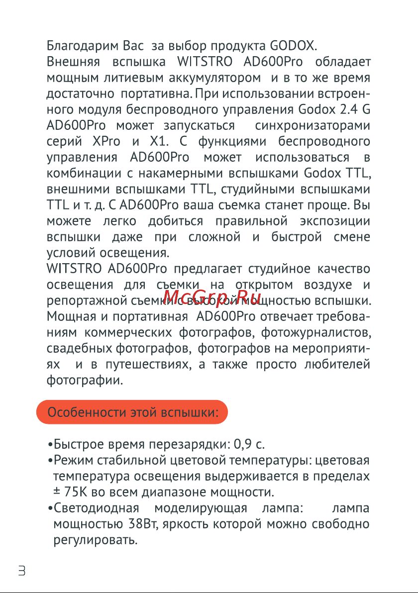 GODOX Witstro AD600Pro Руководство по эксплуатации онлайн [4/48] 748079