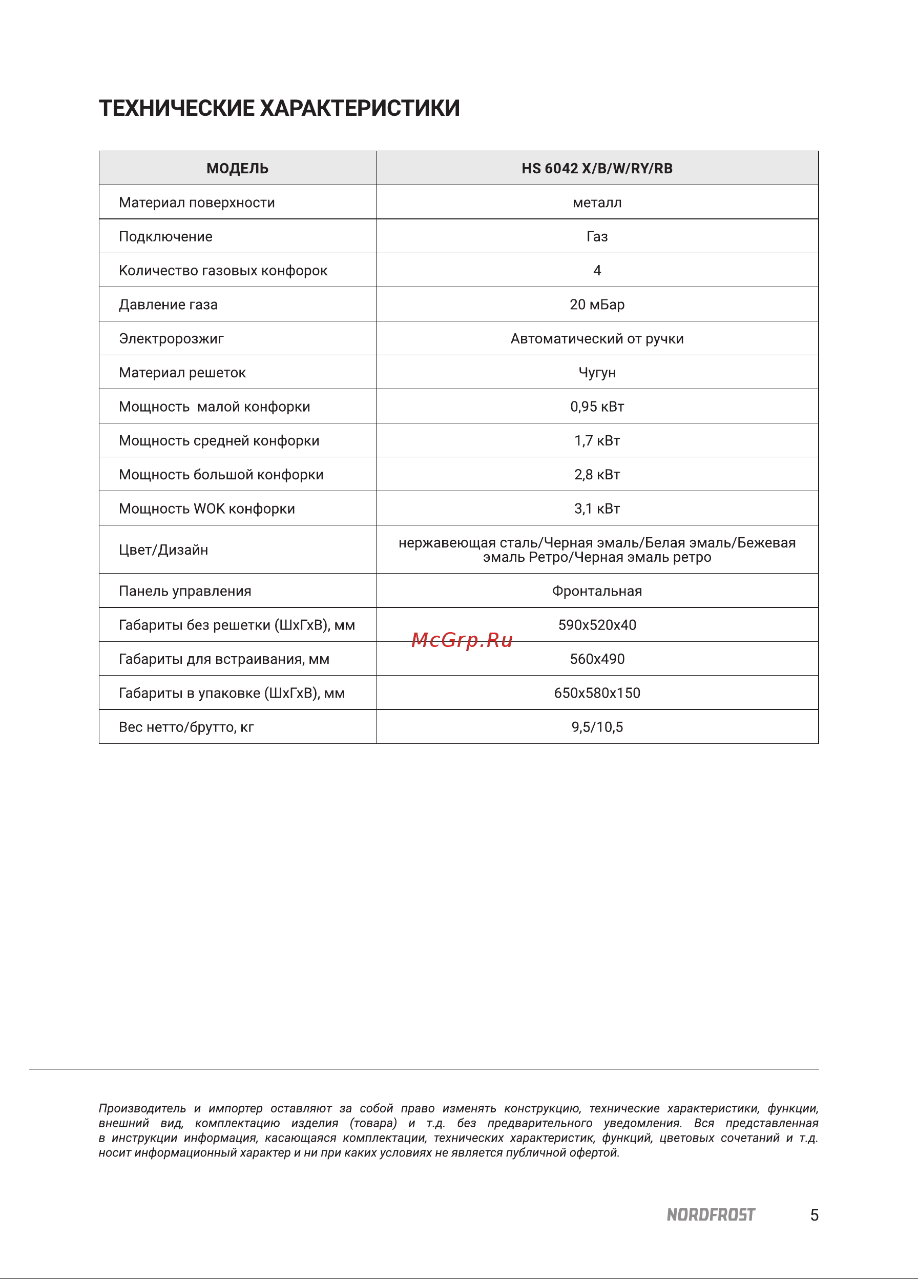 Nordfrost HS 6042 RY Beige Инструкция по эксплуатации онлайн [5/24] 795381