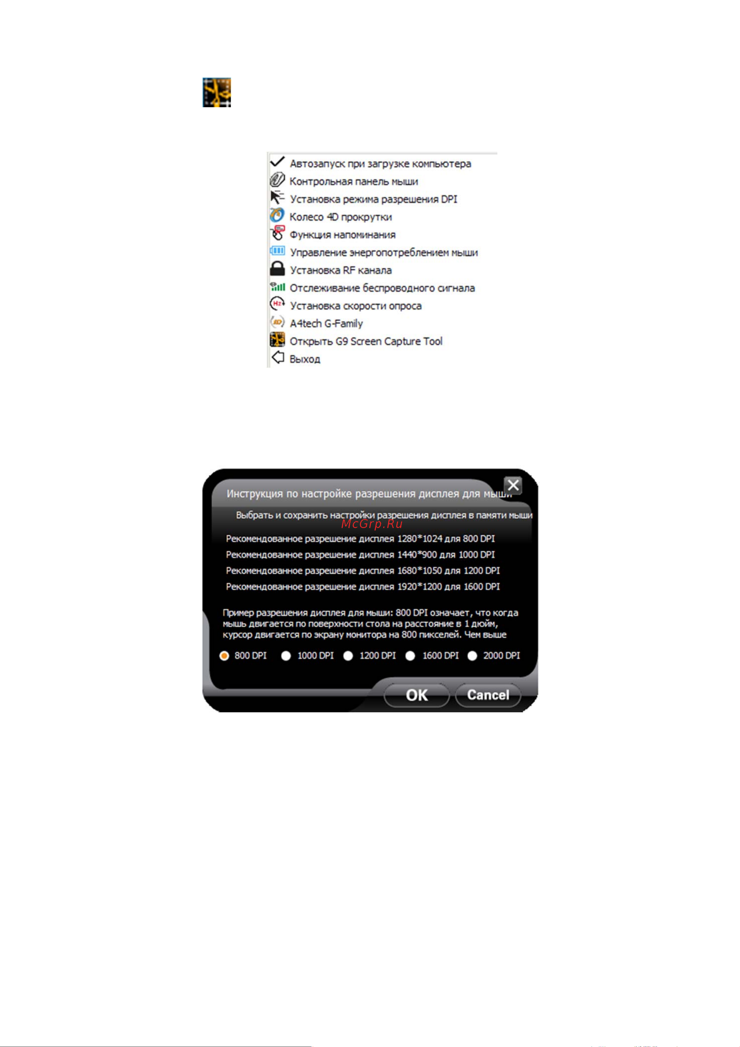 A4Tech A4 Tech G9-500F-1 [7/12] Меню мыши
