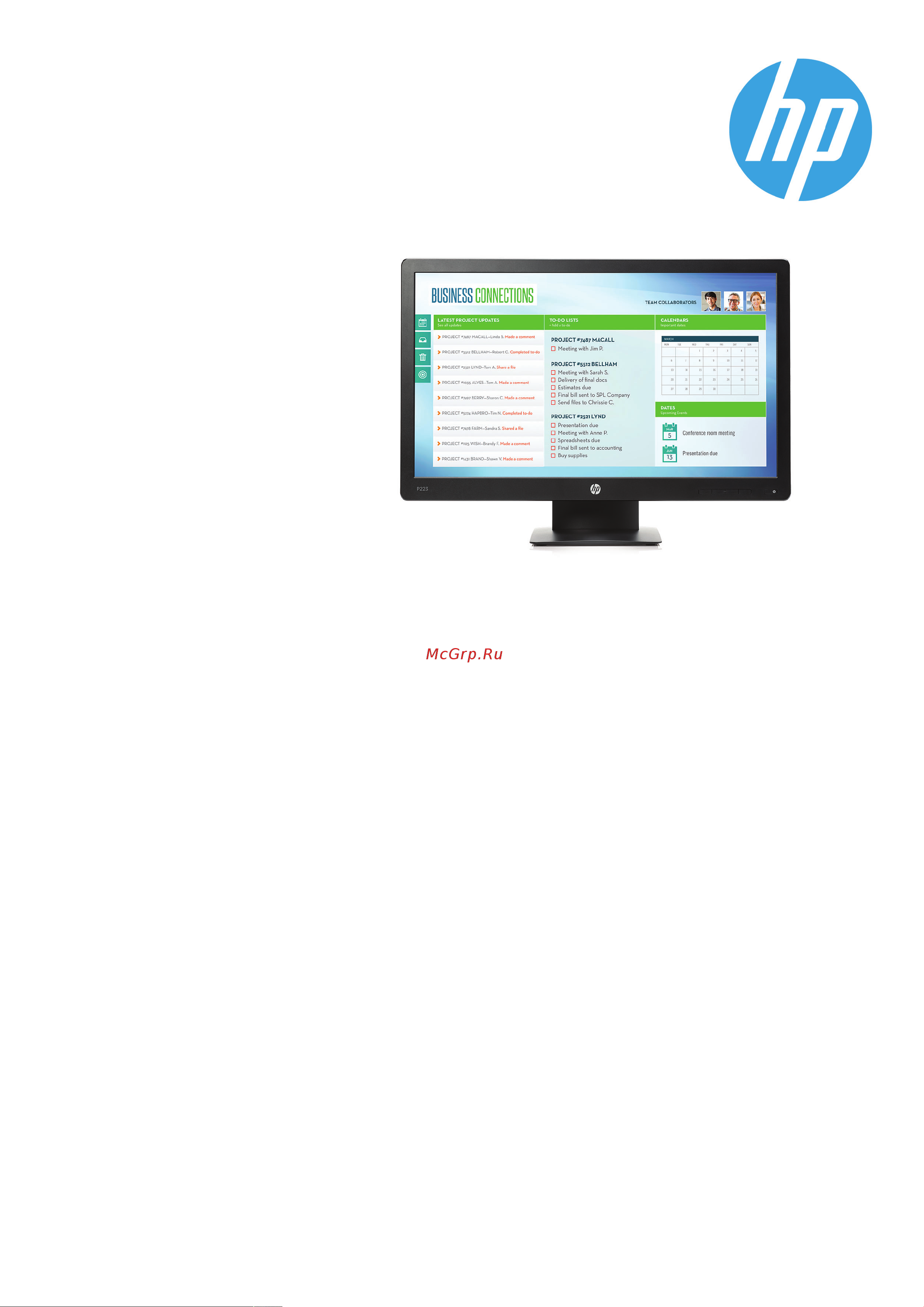 HEWLETT-PACKARD HP ProDisplay P223 (X7R61AA) Руководство по эксплуатации онлайн