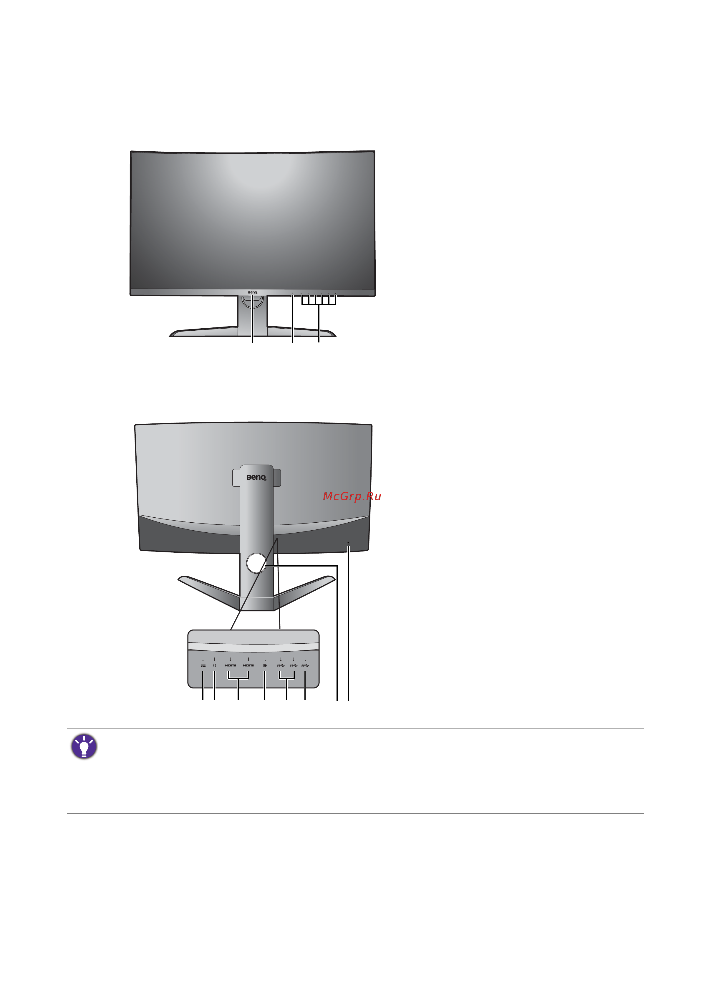 Benq EX3203R (9H.LGWLA.TSE) [9/52] Датчик освещенности 2 кнопка питания со светодиодным индикатором 3 кнопки управления