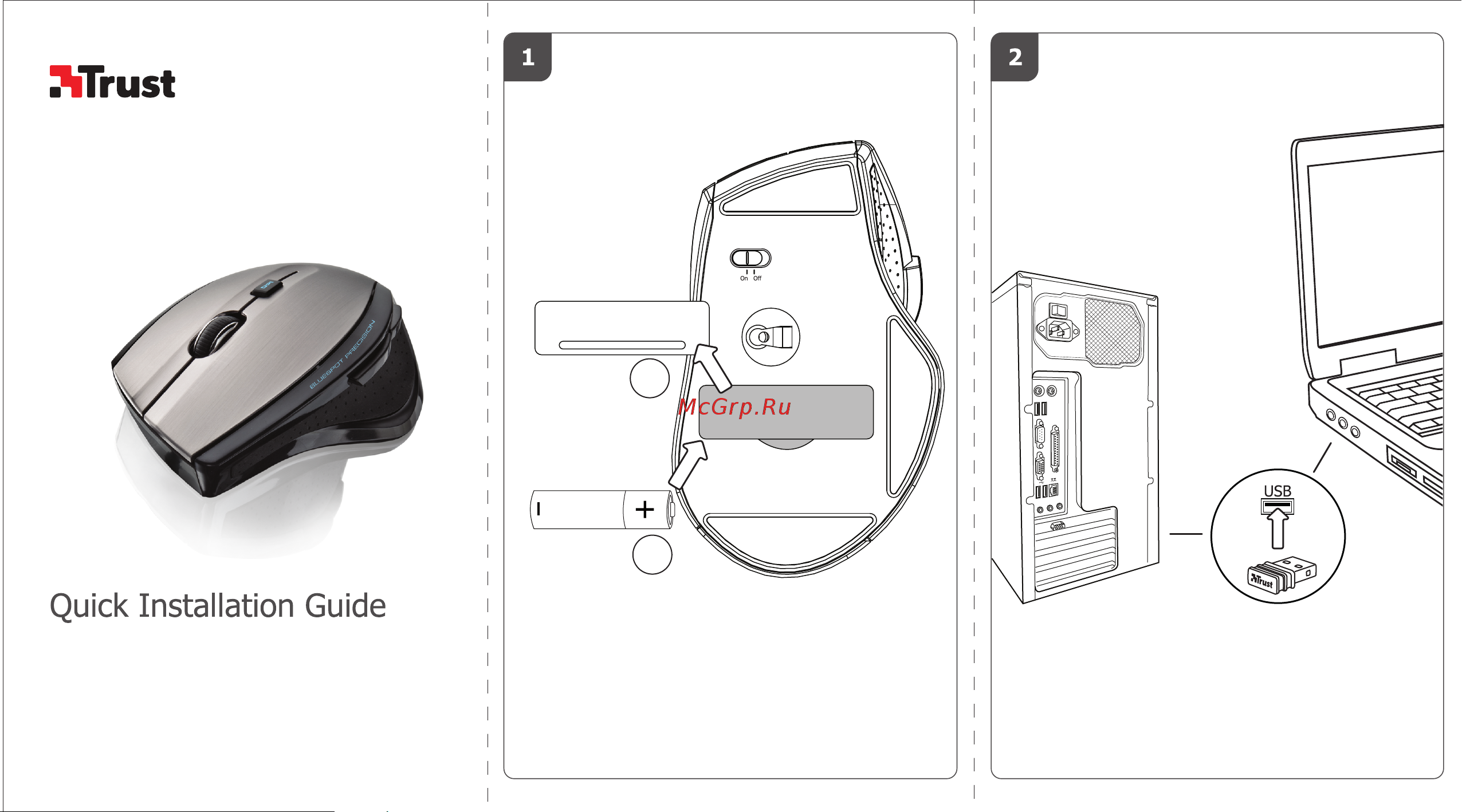 Trust MaxTrack Wireless Mouse-Black USB Руководство по эксплуатации онлайн