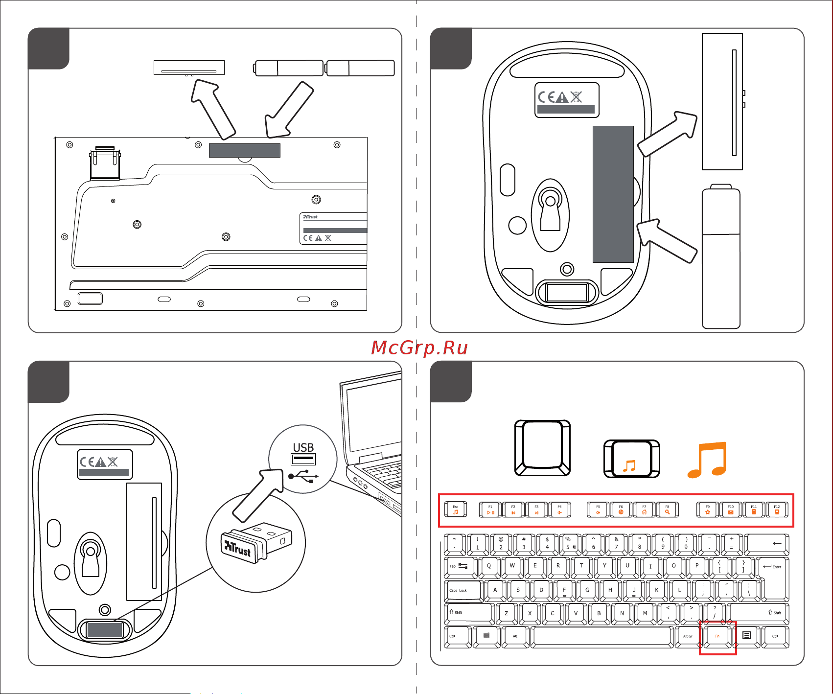 Trust Nola Wireless Keyboard USB Руководство по эксплуатации онлайн [2/2] 750895