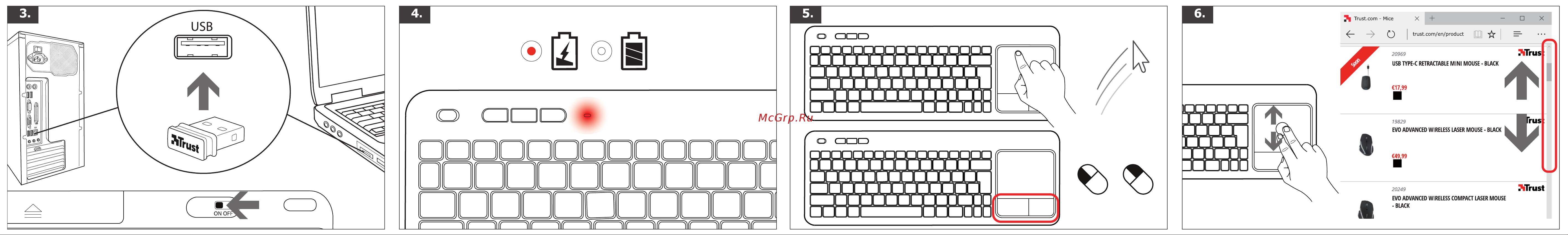 Trust Veza Wireless Touchpad Keyboard Руководство по эксплуатации онлайн