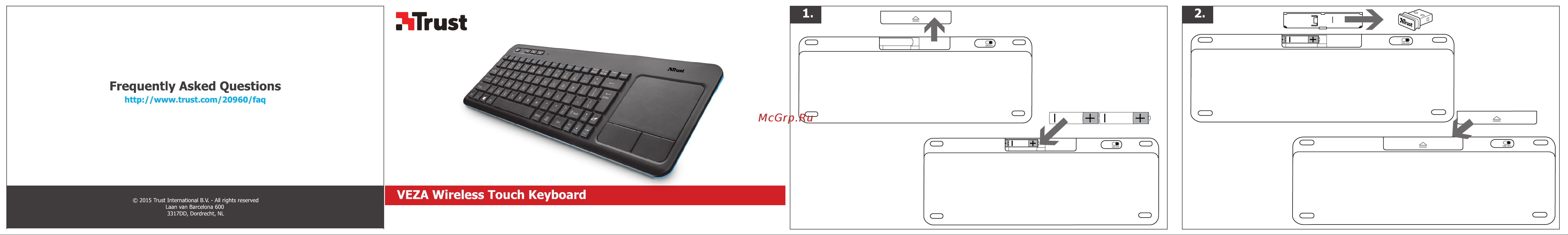 Trust Veza Wireless Touchpad Keyboard Руководство по эксплуатации онлайн [2/2] 750900
