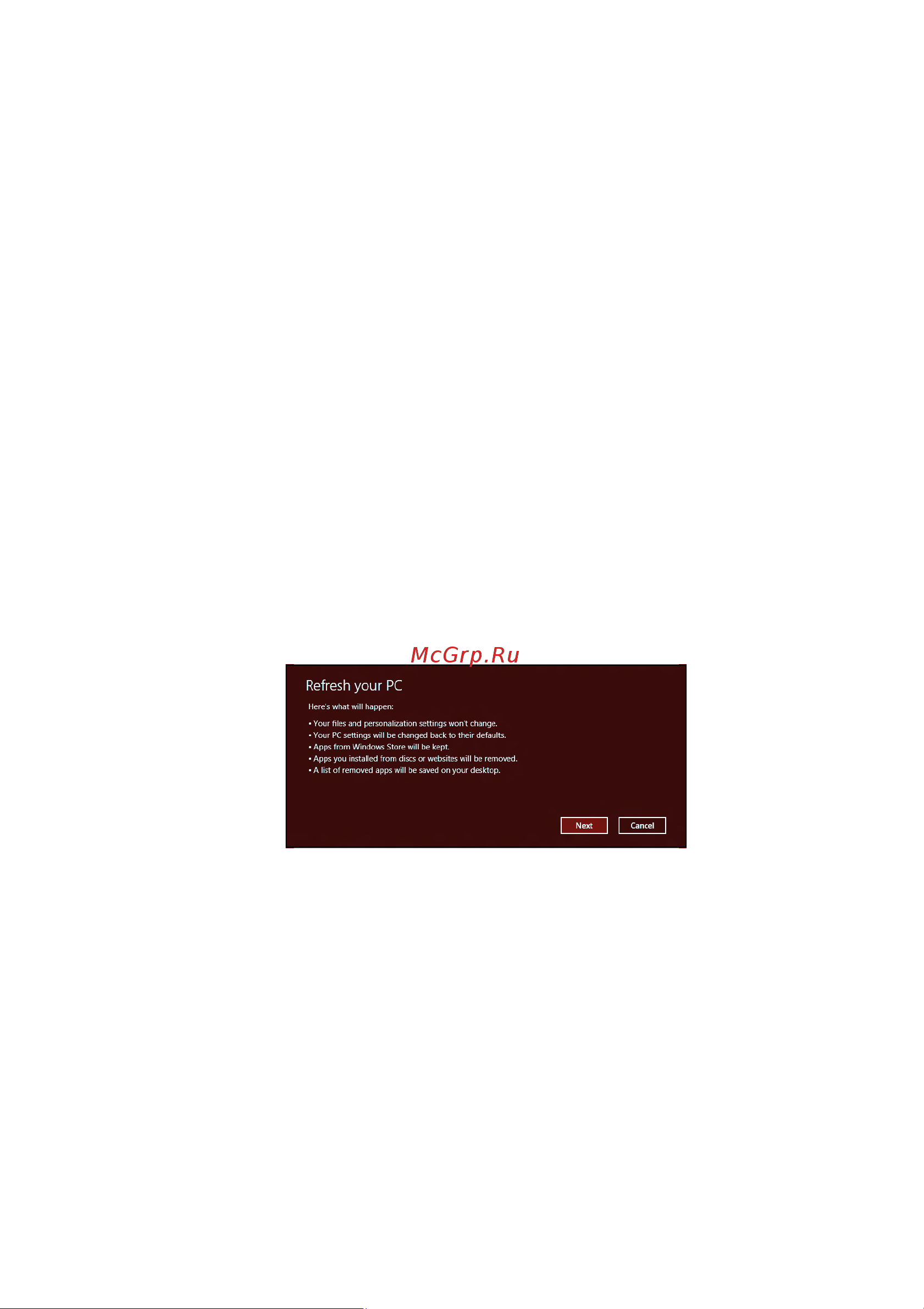 Packard Bell EasyNote TG81BA (NX.C3YER.008 ) [36/92] Обновление пк из резервной копии восстановления