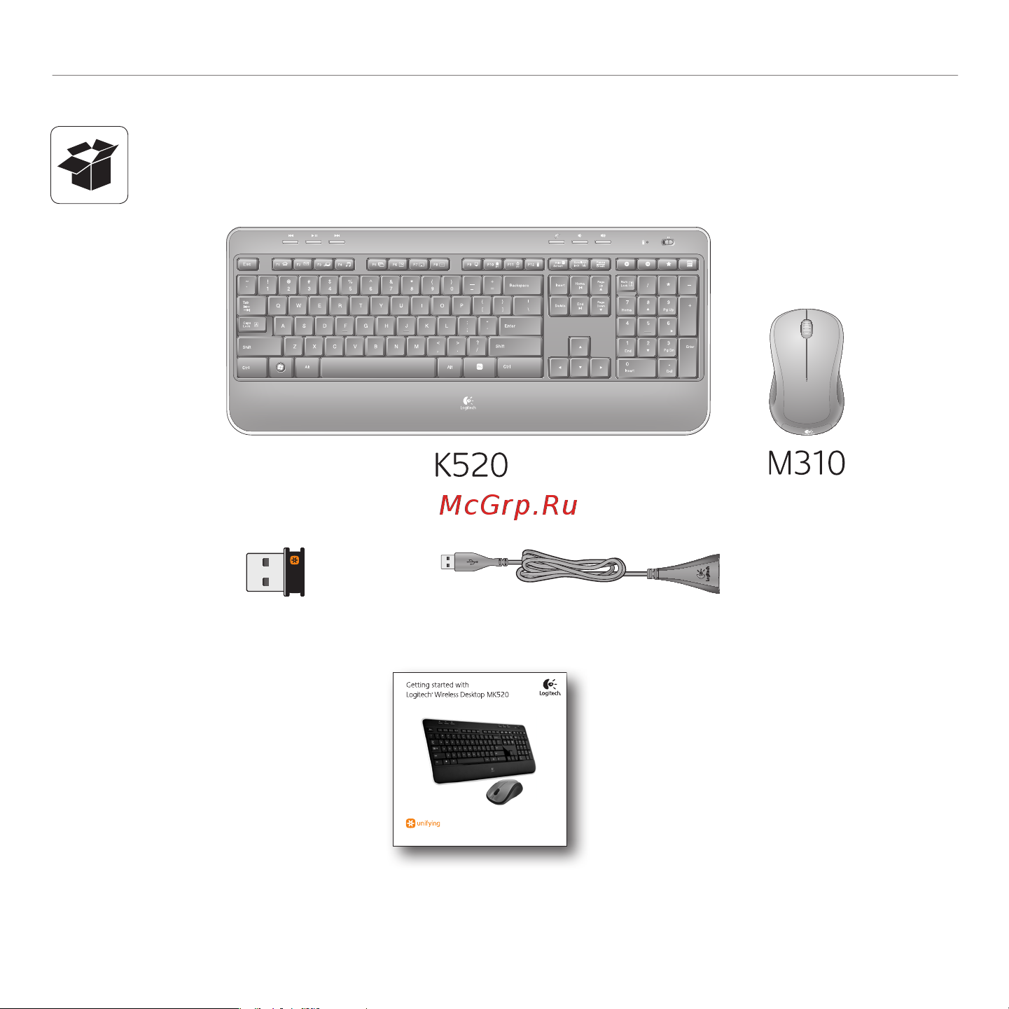 Logitech Wireless Combo MK520 USB (920-002600) Руководство по эксплуатации онлайн [2/25] 751221