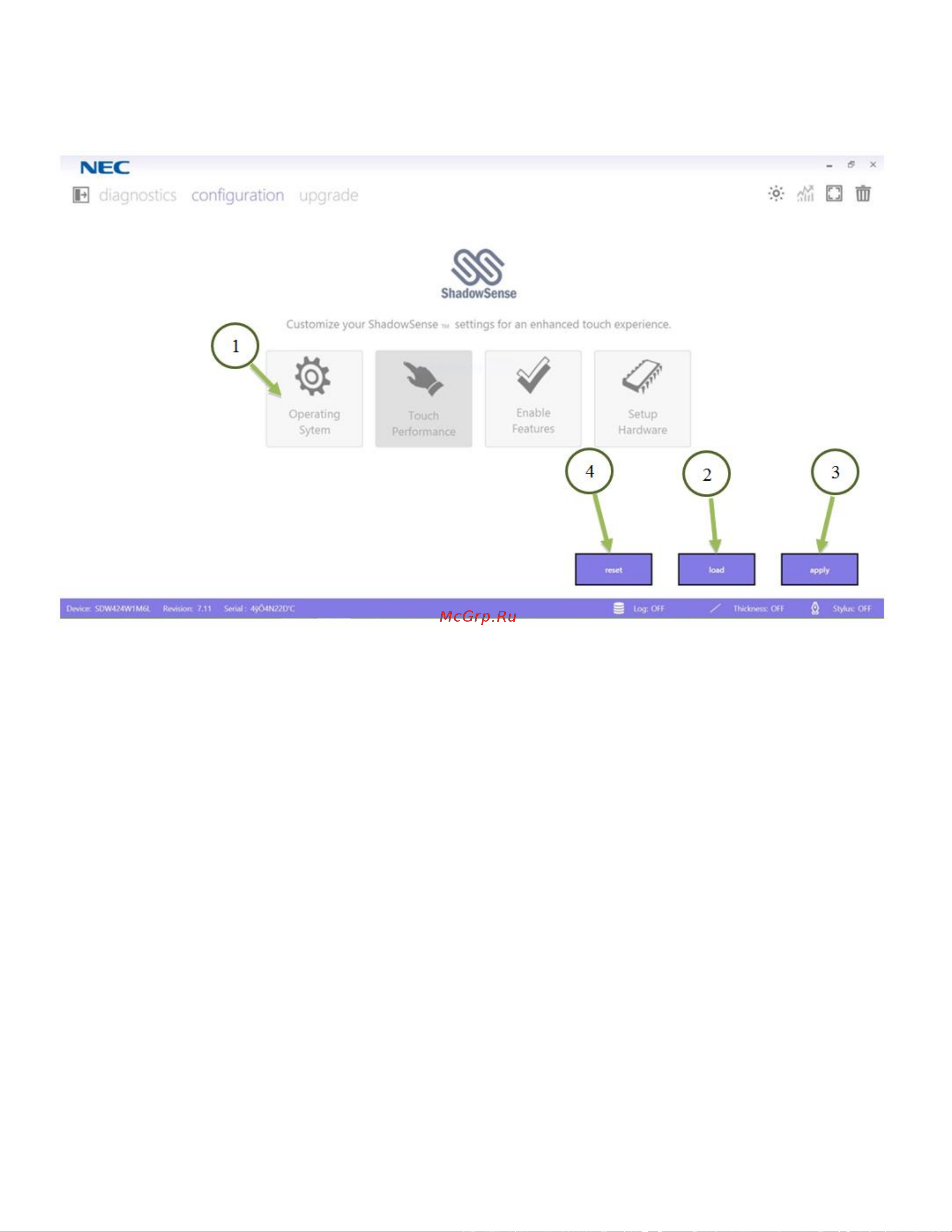 Nec MultiSync E905 SST (ShadowSense) [10/23] Configuration view