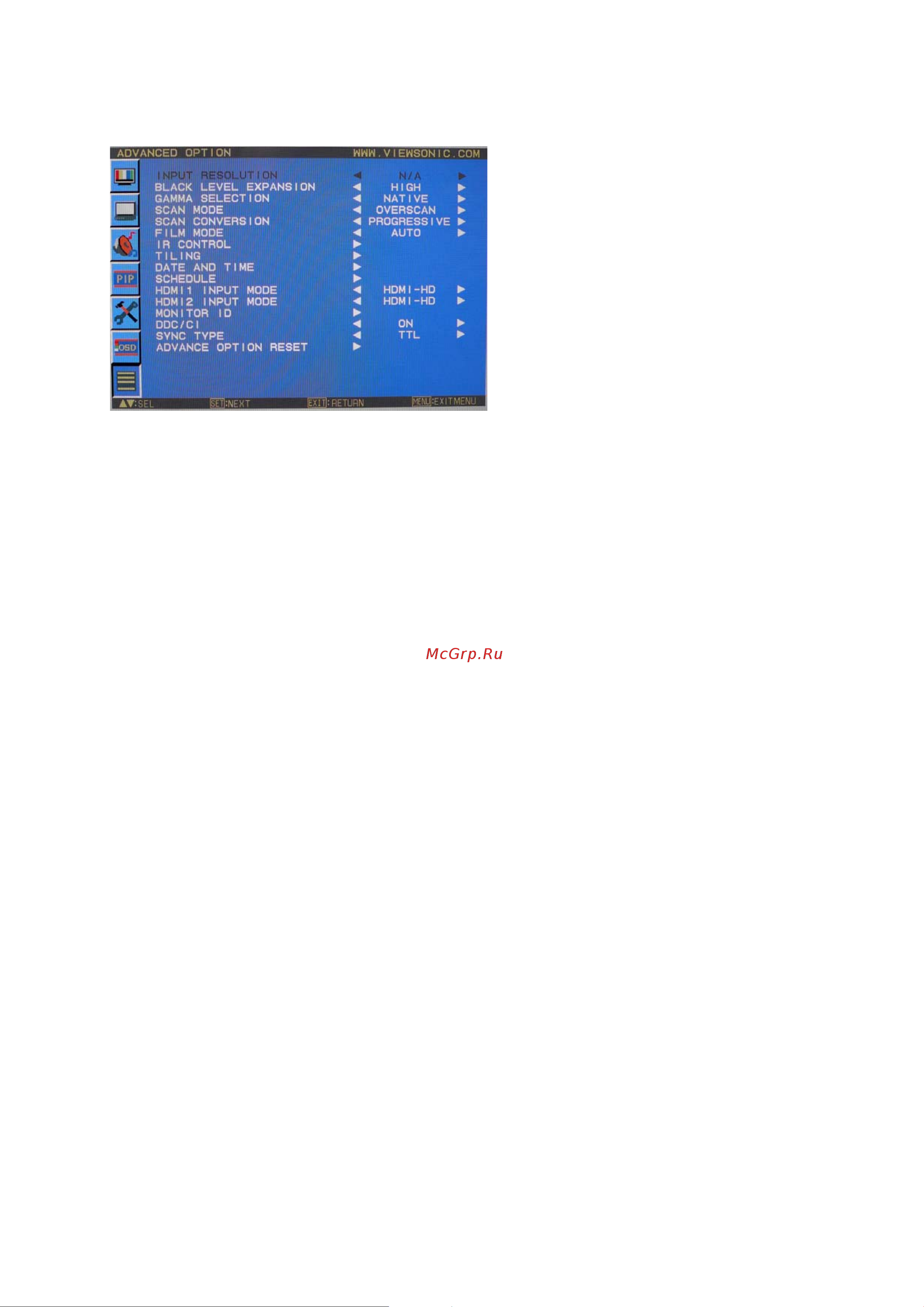 Viewsonic CD4620 [32/44] Advanced option дополнительные параметры