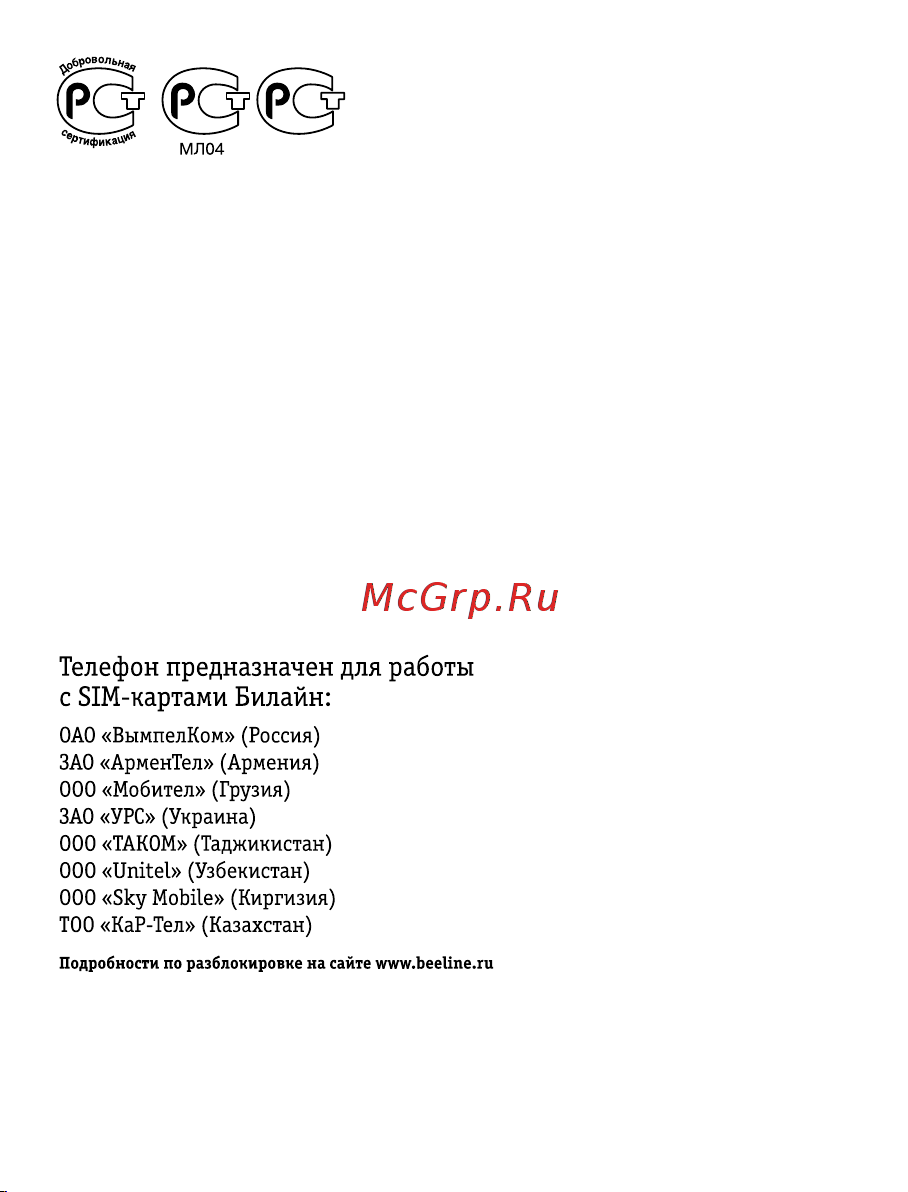 Билайн M2 Руководство по эксплуатации онлайн [38/40] 752386