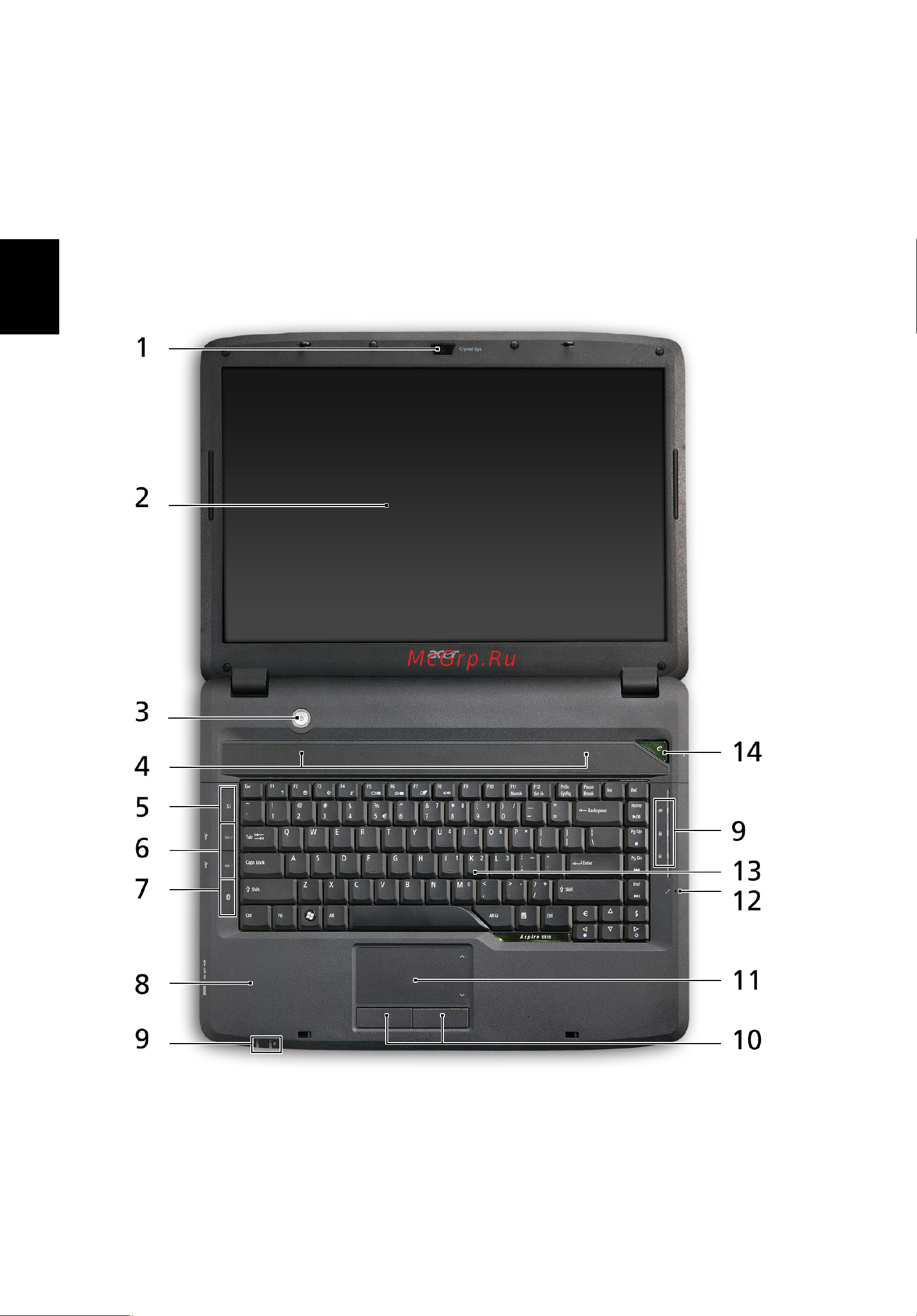 Acer Aspire 5730Z [4/11] Вид сверху