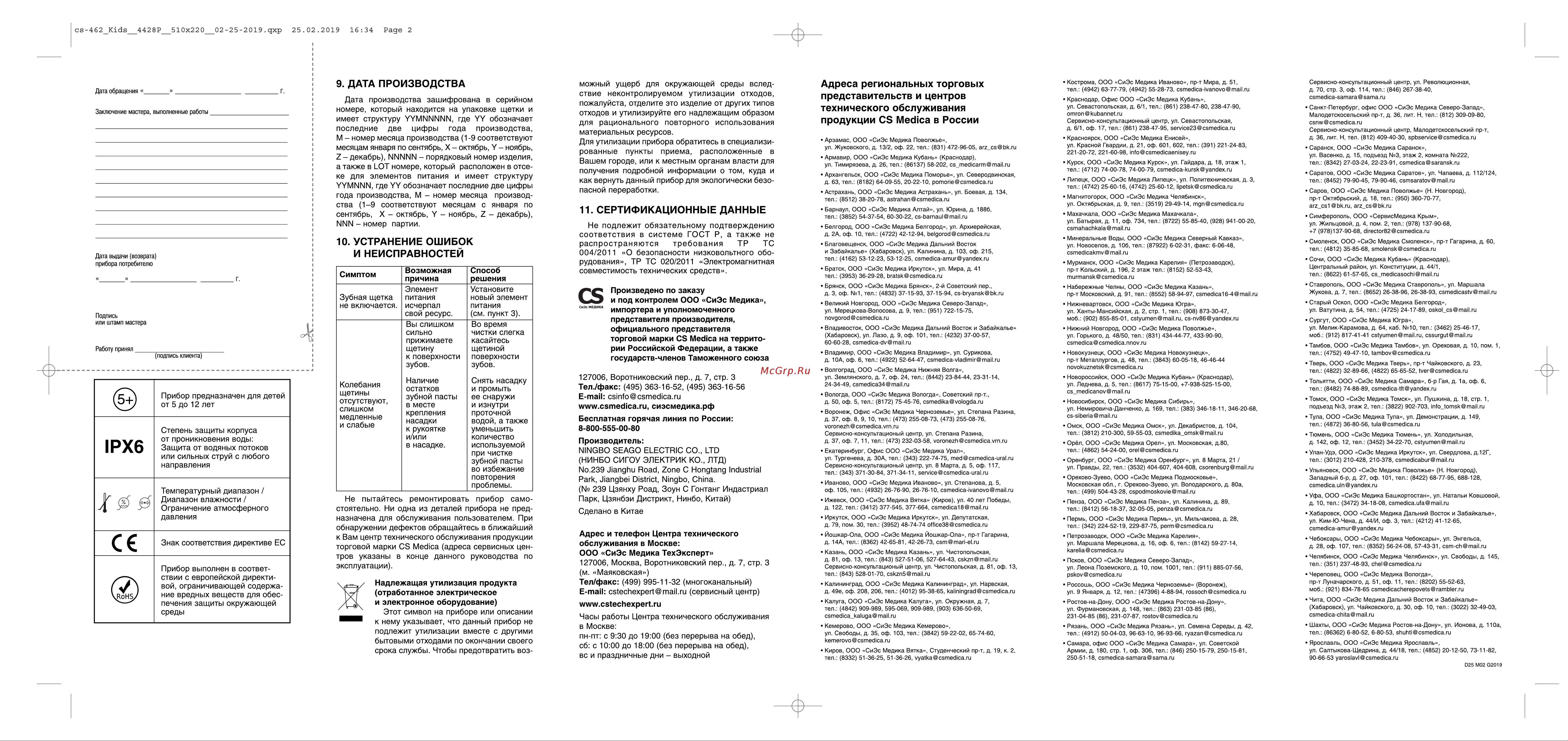 Cs Medica KIDS CS-462-P Руководство по эксплуатации онлайн [2/2] 753039