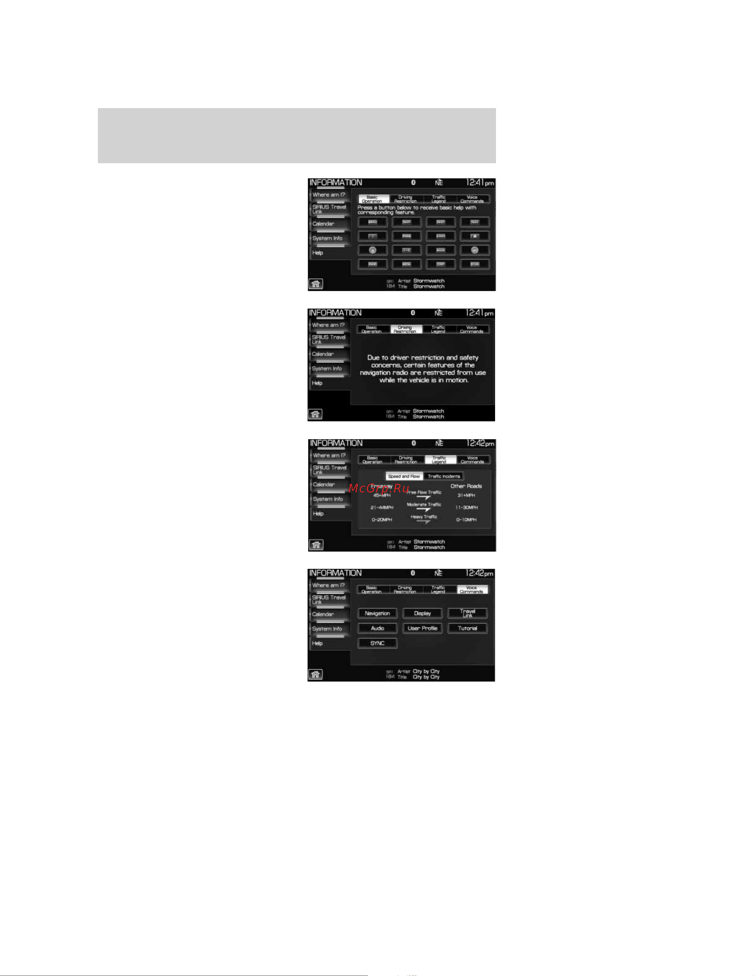 Lincoln MKS (2009) Navigation System [81/194] Information menu