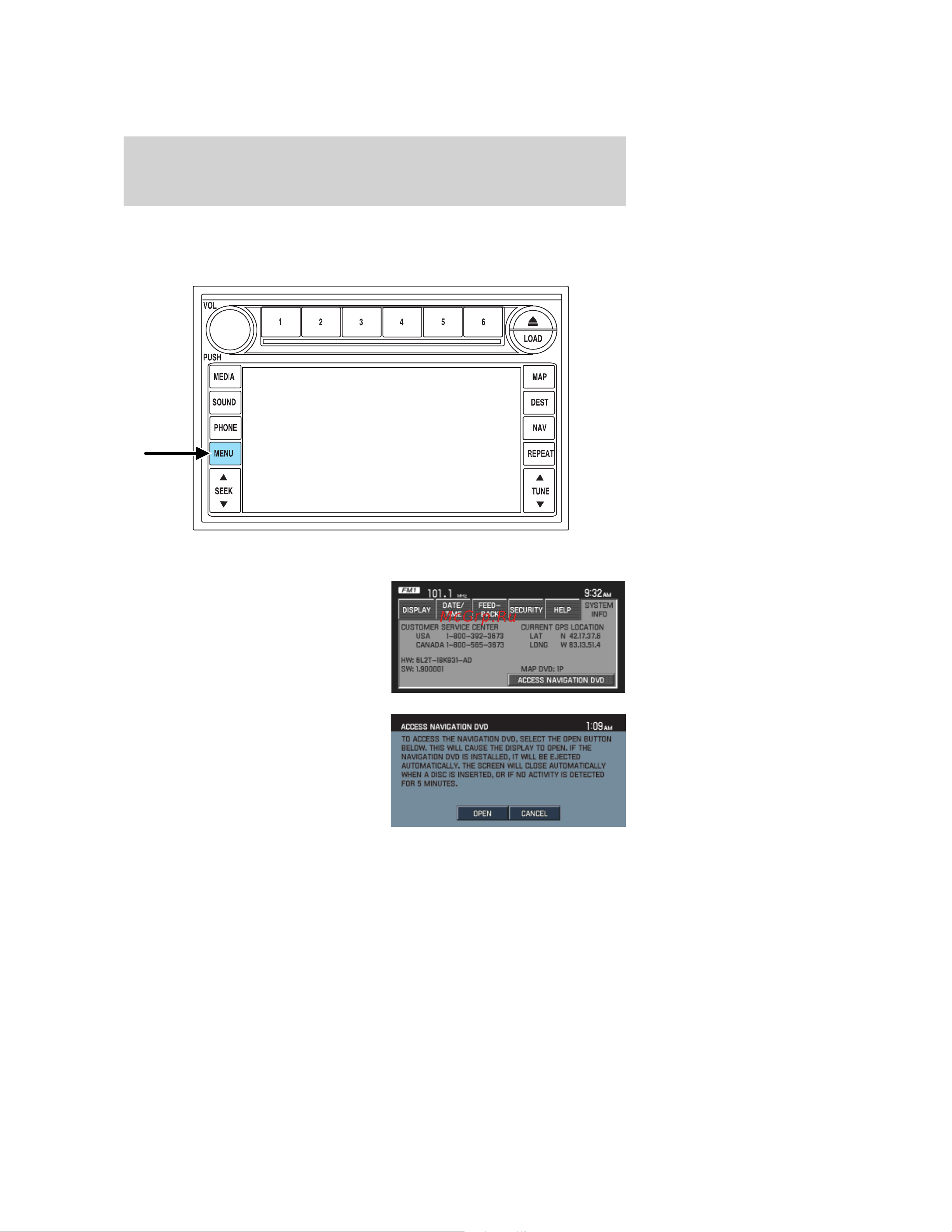 Lincoln MKZ (2008) Navigation System [43/164] Loading and ejecting navigation map dvds