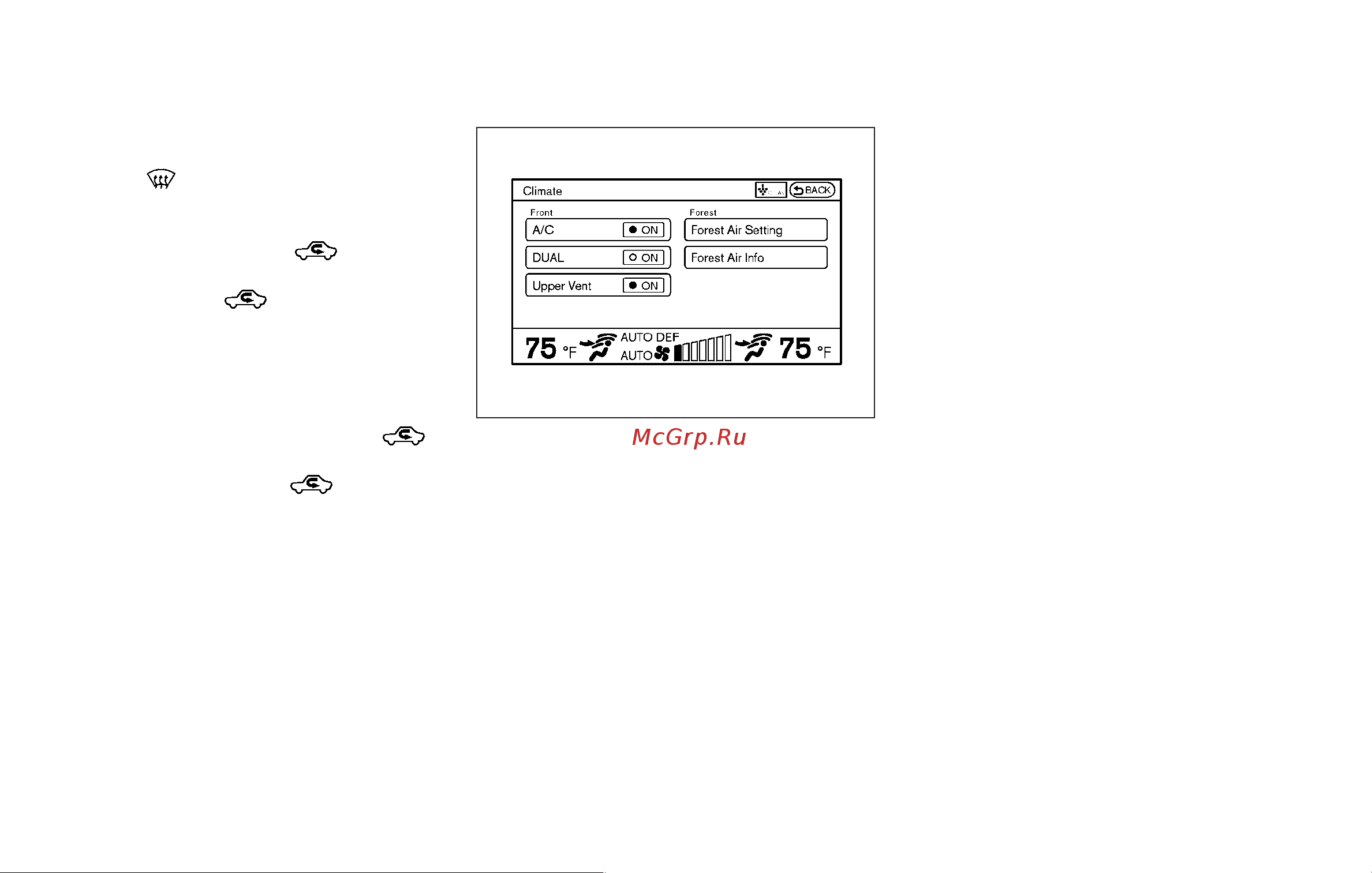Infiniti M37 (2011) [199/488] Climate setting screen