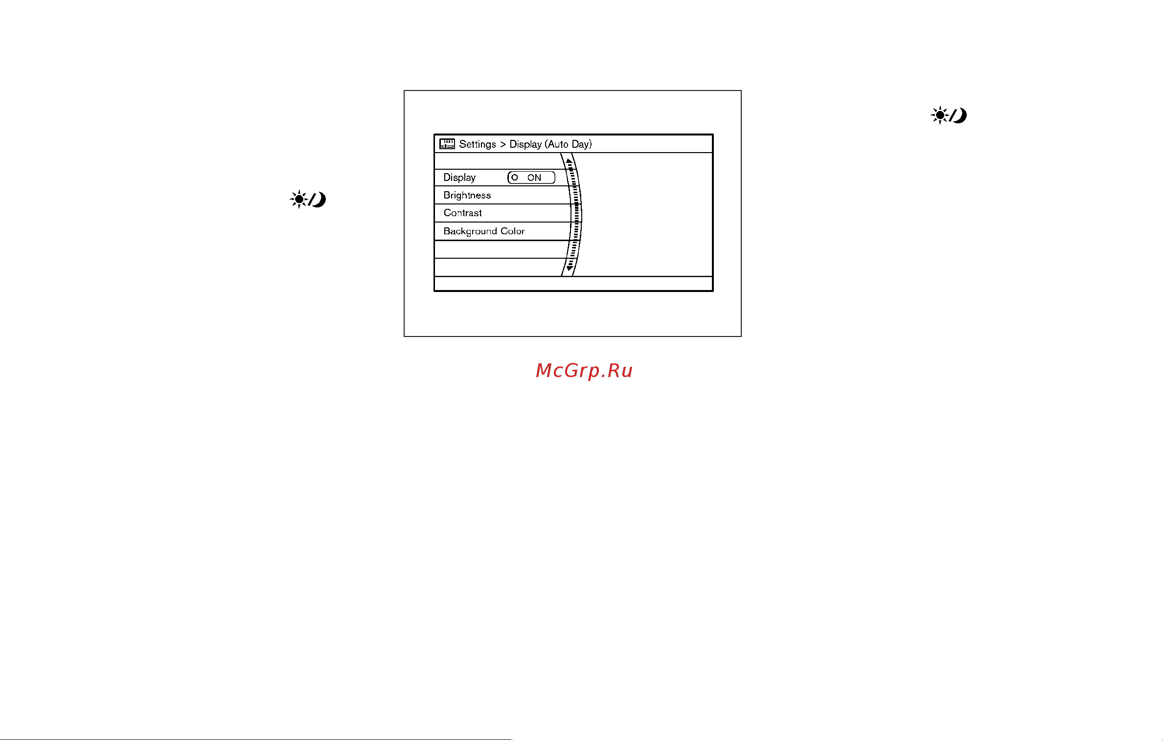 Infiniti FX35 (2010) [182/508] Display settings models without navigation system