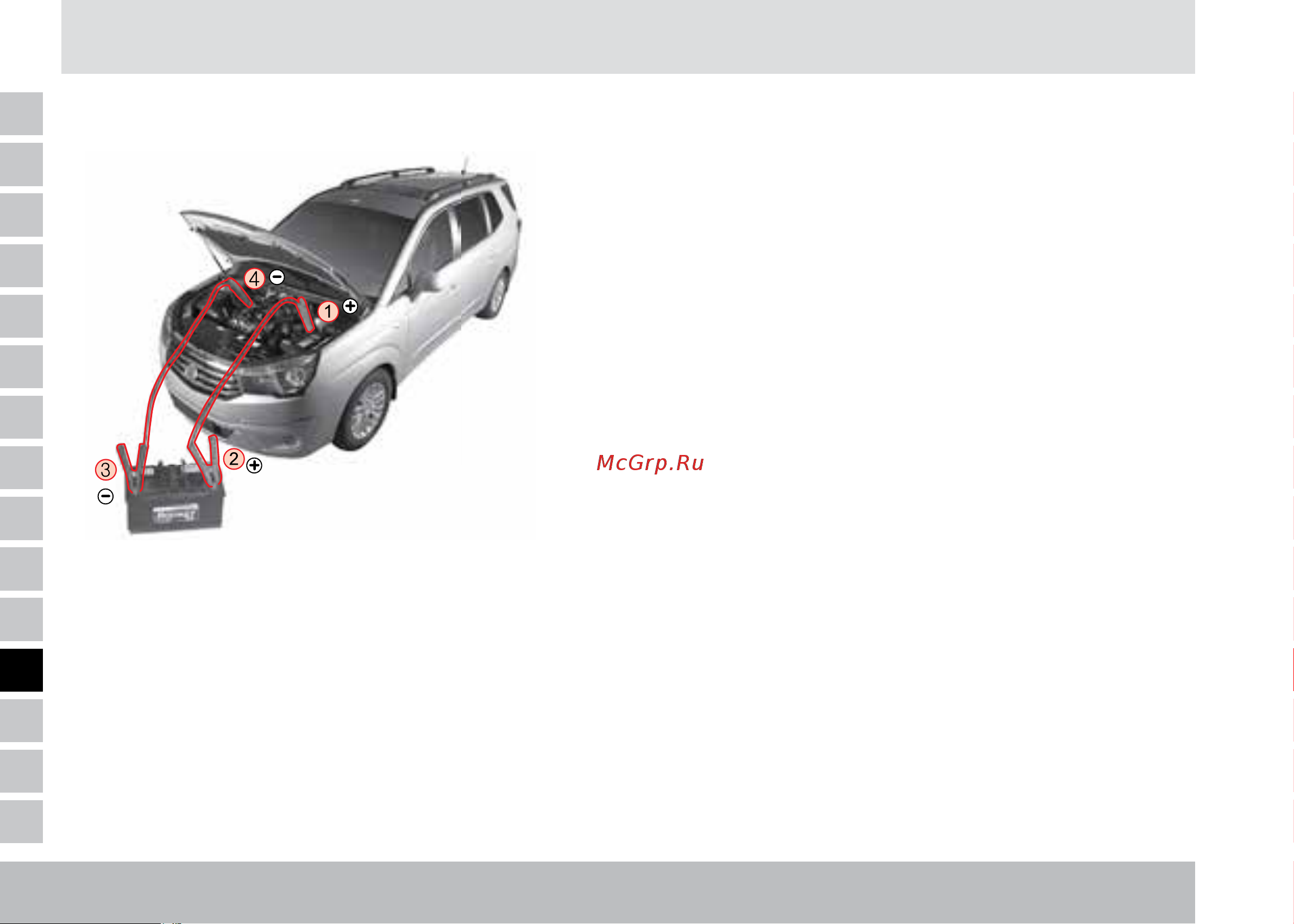 SSANGYONG Stavic [248/338] Последовательность подсоединения пусковых проводов