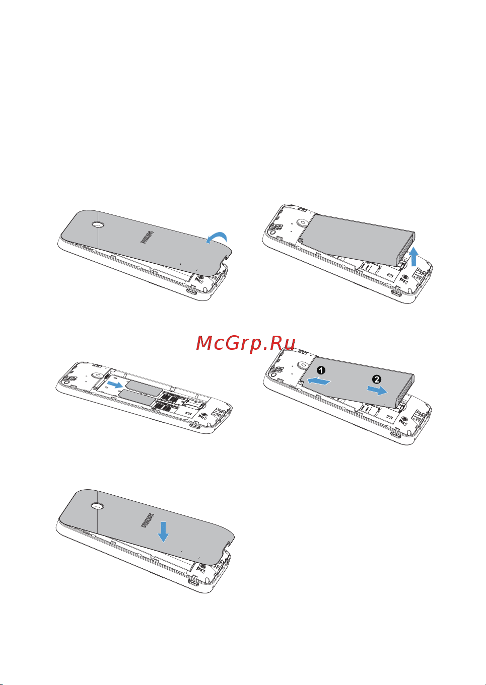 Philips E181 [44/60] Встановлення sim картки та заряджання акумулятора