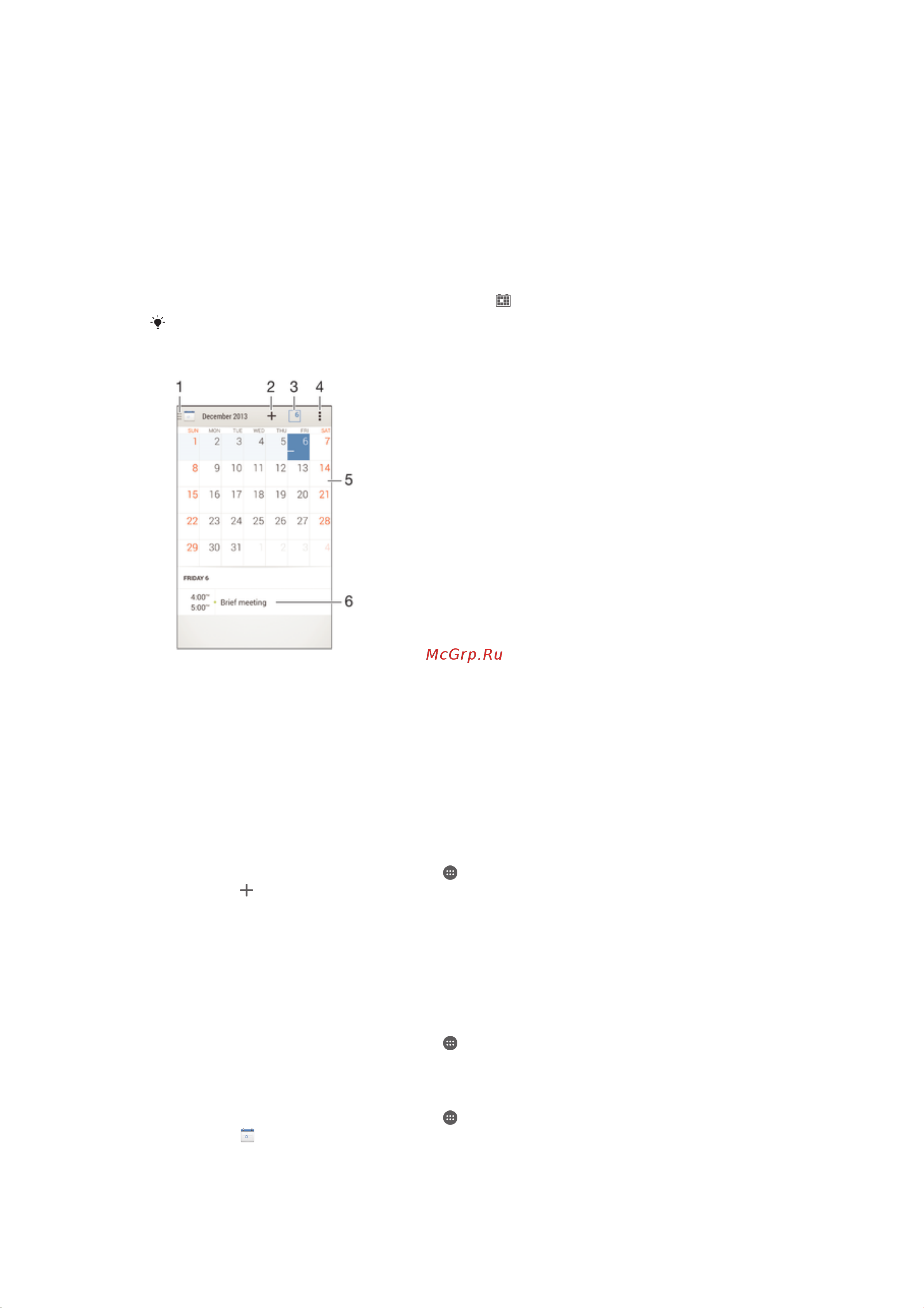 Sony XPERIA Z3 D6633 Dual [122/138] Календарь