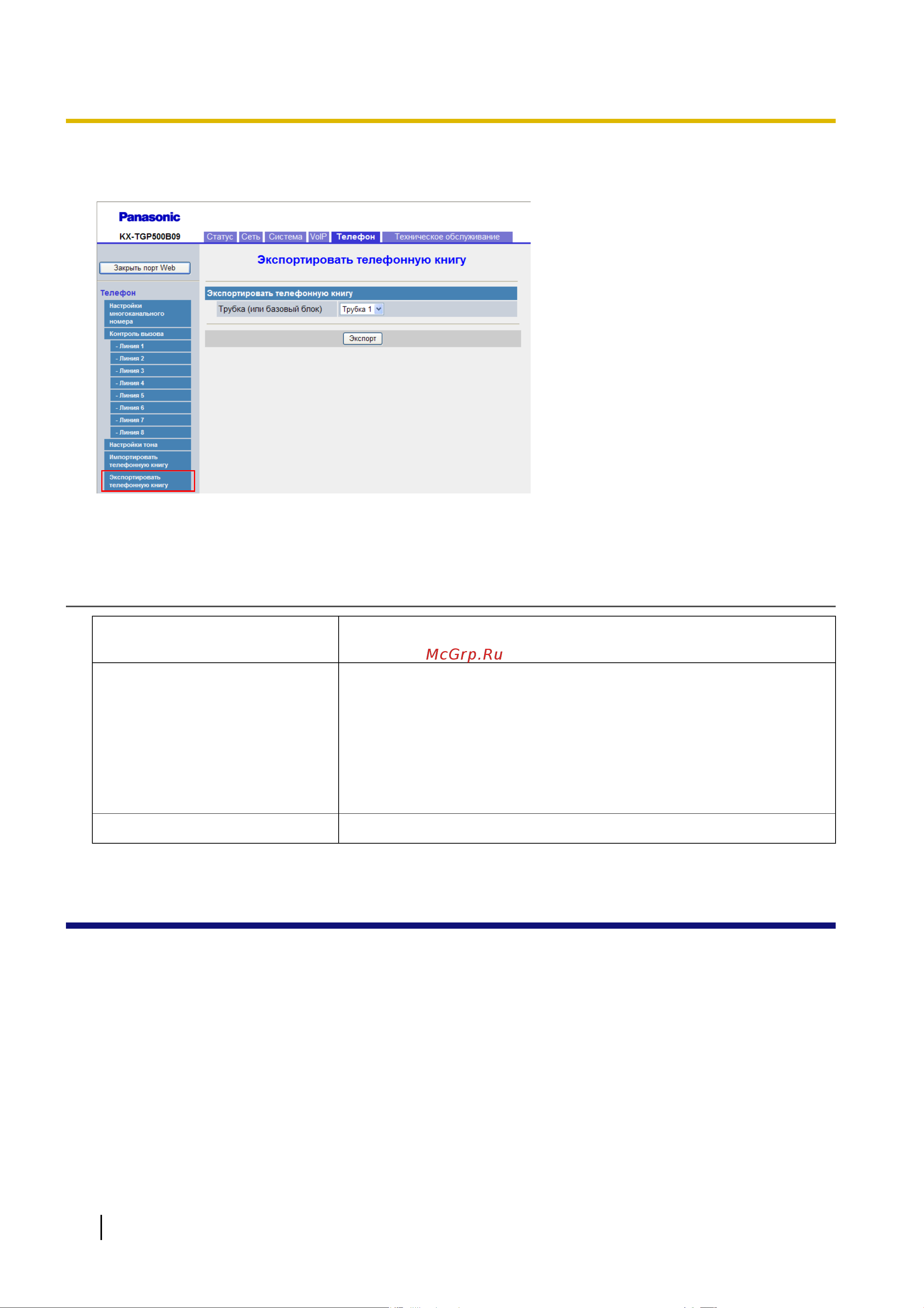 Panasonic KX-TGP500 [134/288] Экспортировать телефонную книгу