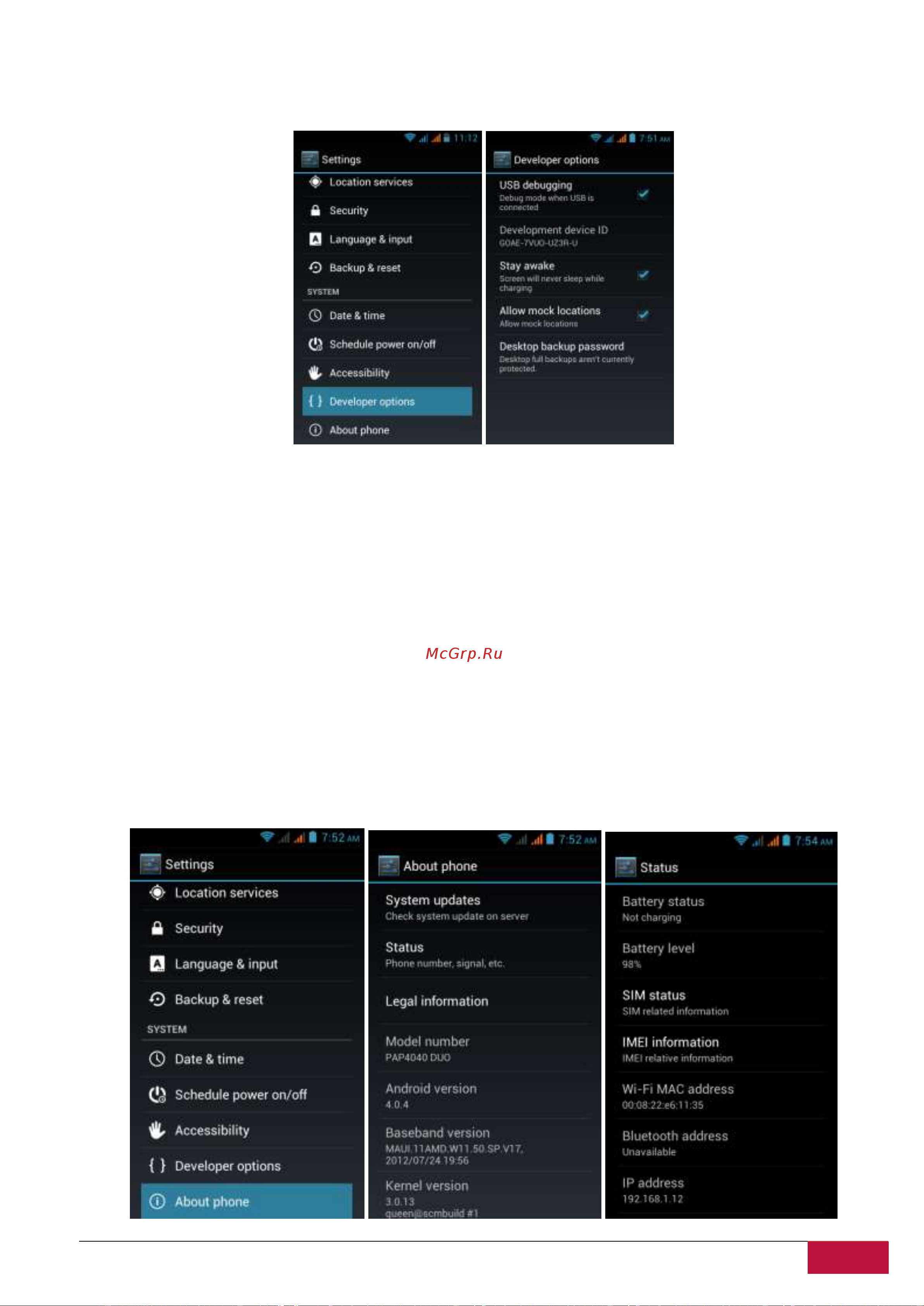 Prestigio MultiPhone 4040 DUO PAP4040 [59/69] Опции разработчика