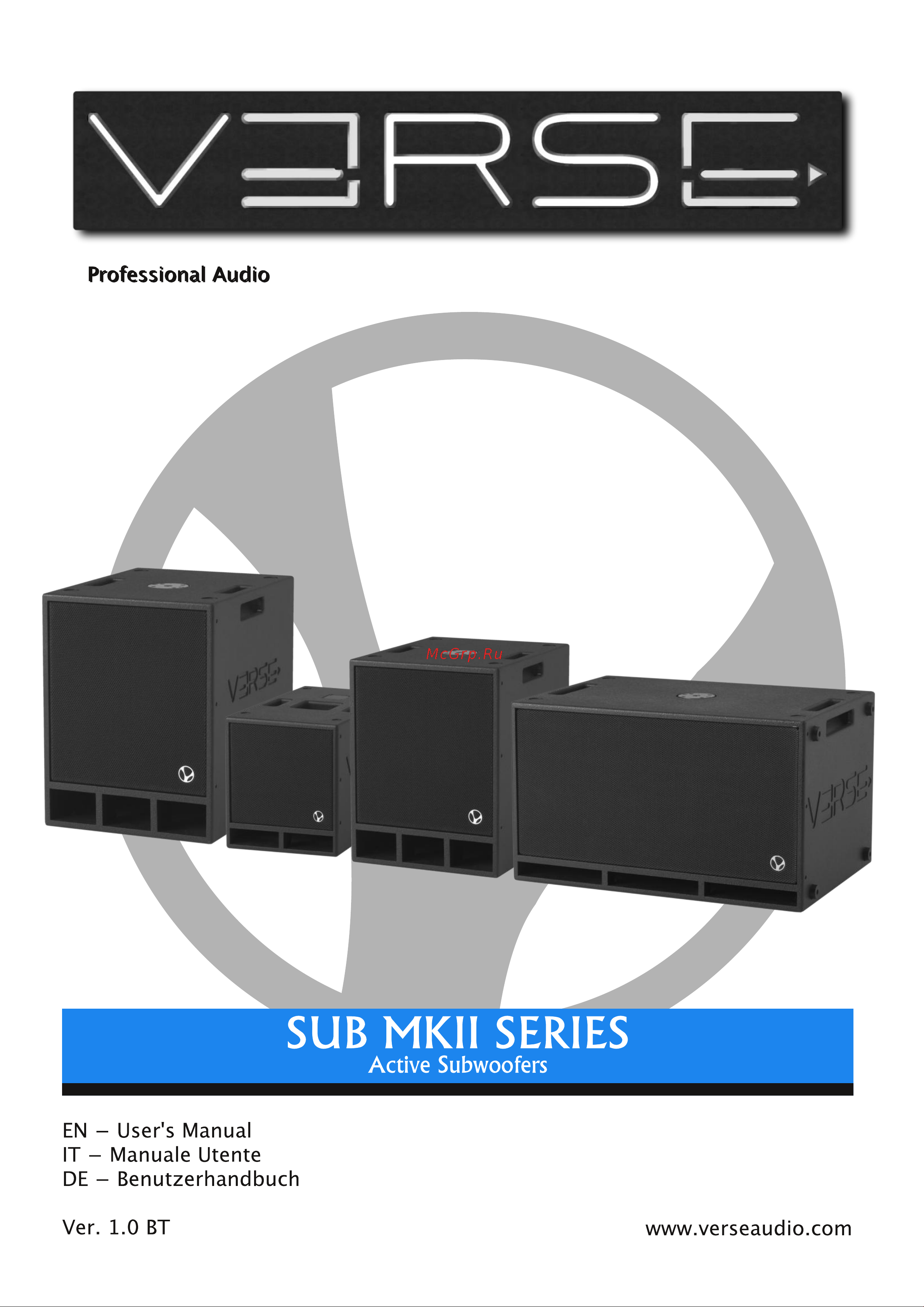 VERSE SUB 10 MKII Руководство по эксплуатации онлайн