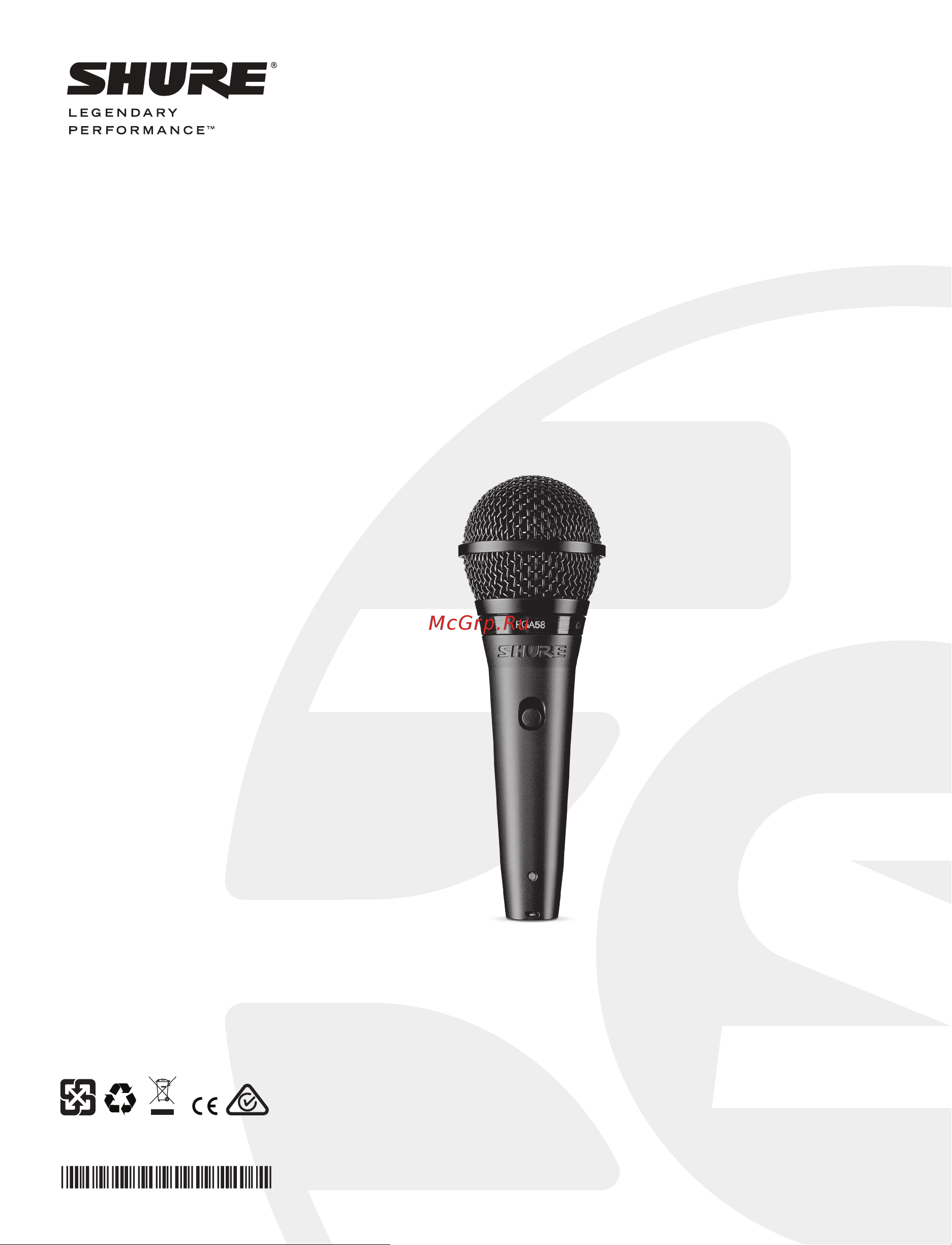 Shure PGA58BTS Руководство по эксплуатации онлайн