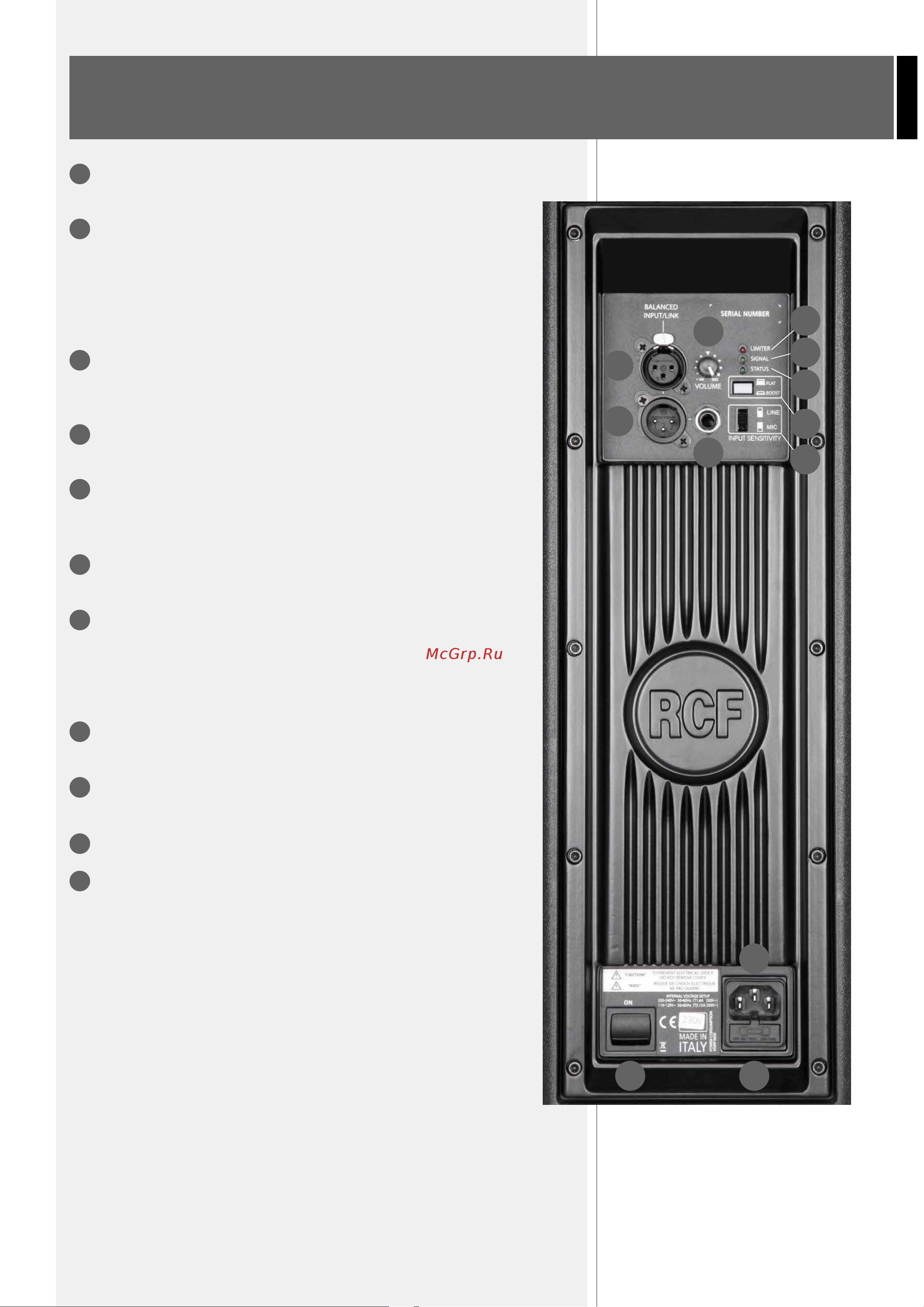 RCF ART 712-A MK4 [5/12] Rear panel features and controls