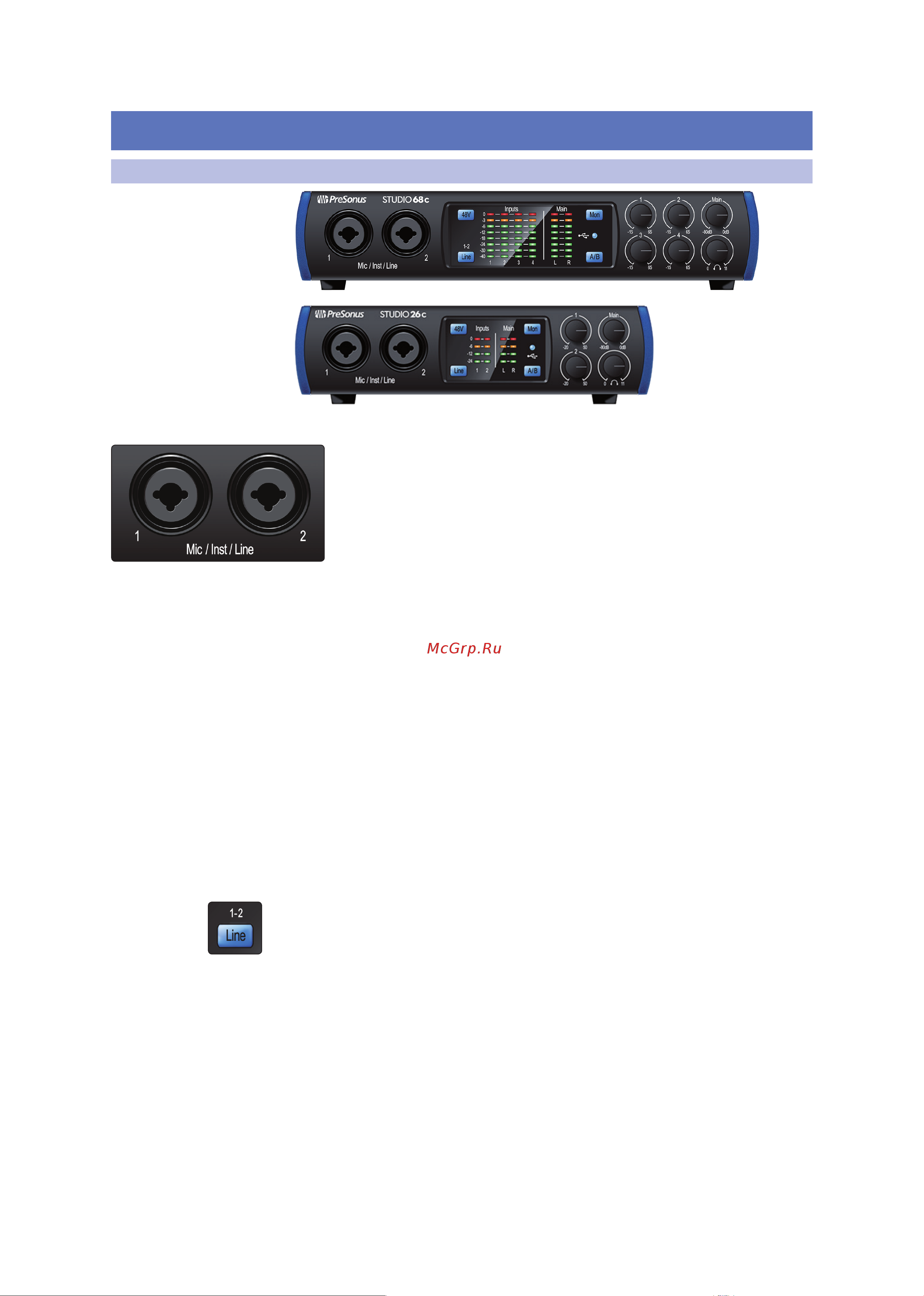 PRESONUS STUDIO 68C [6/32] Разъемы на передней панели