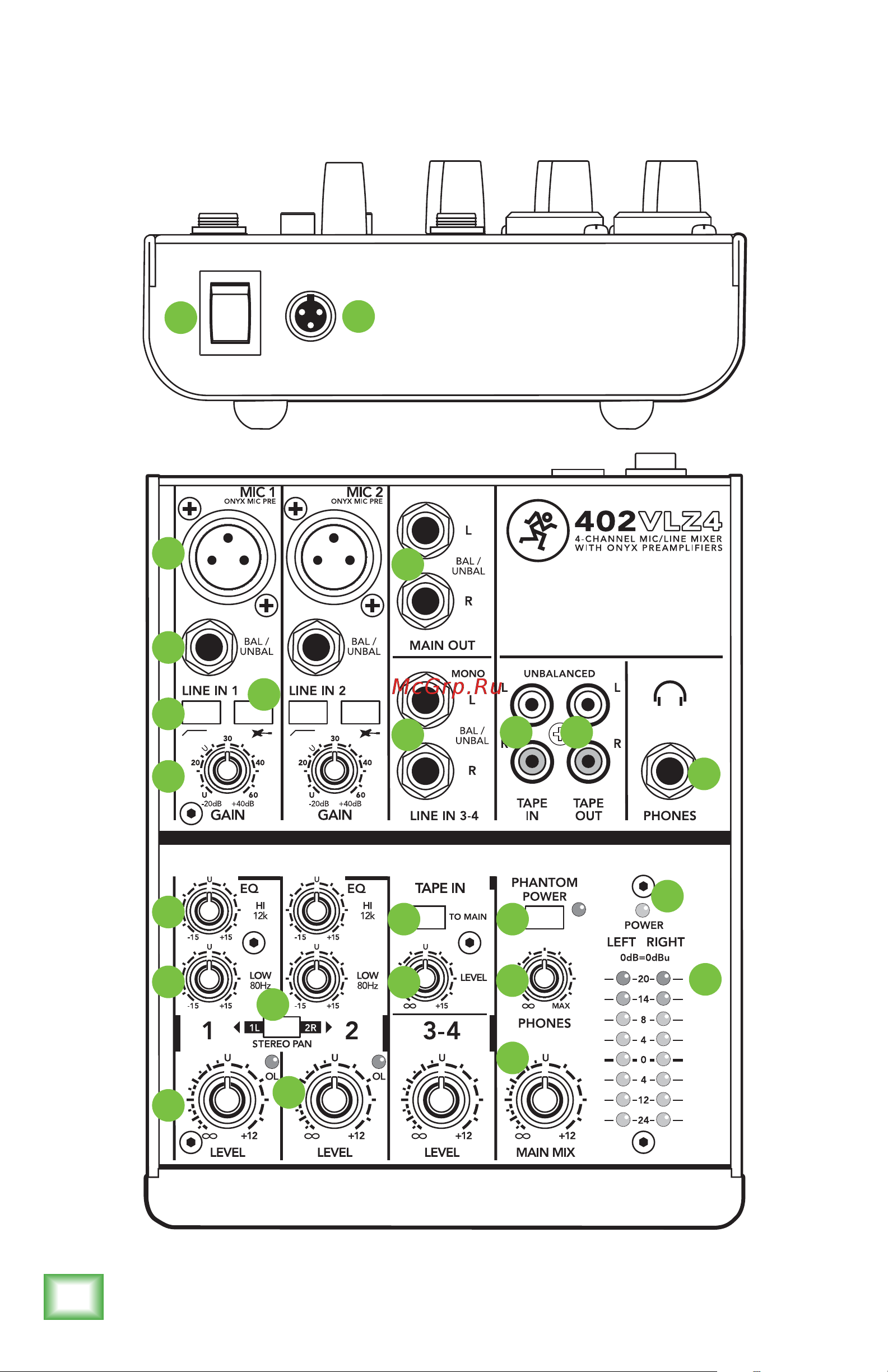 Mackie 402VLZ4 [12/24] Front rear panel features