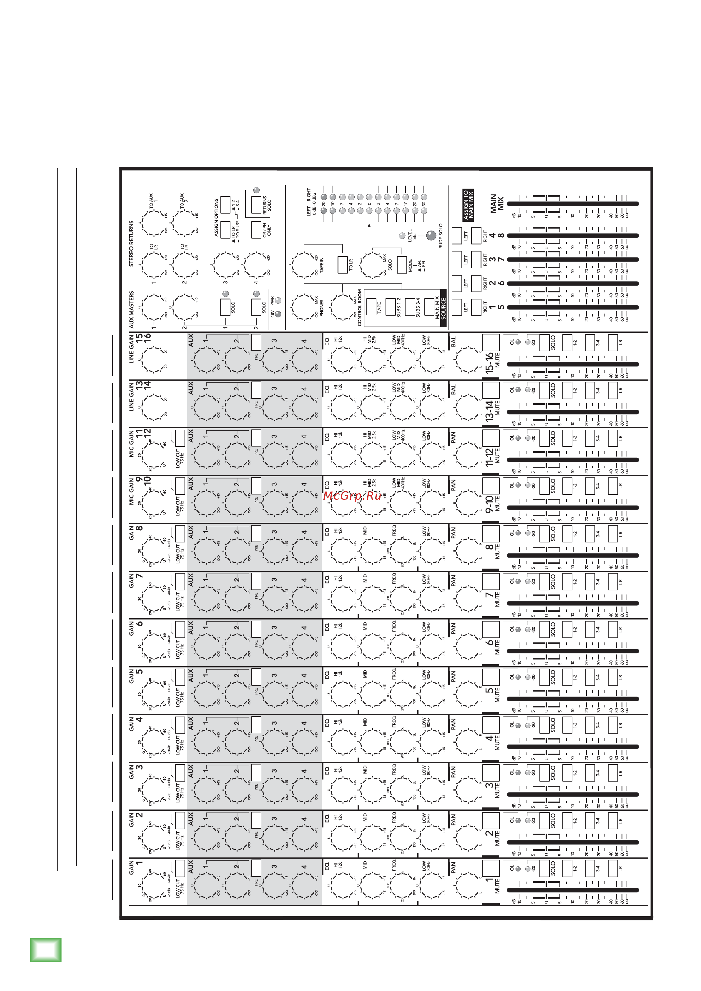 Mackie 1642VLZ4 [30/32] Track sheet