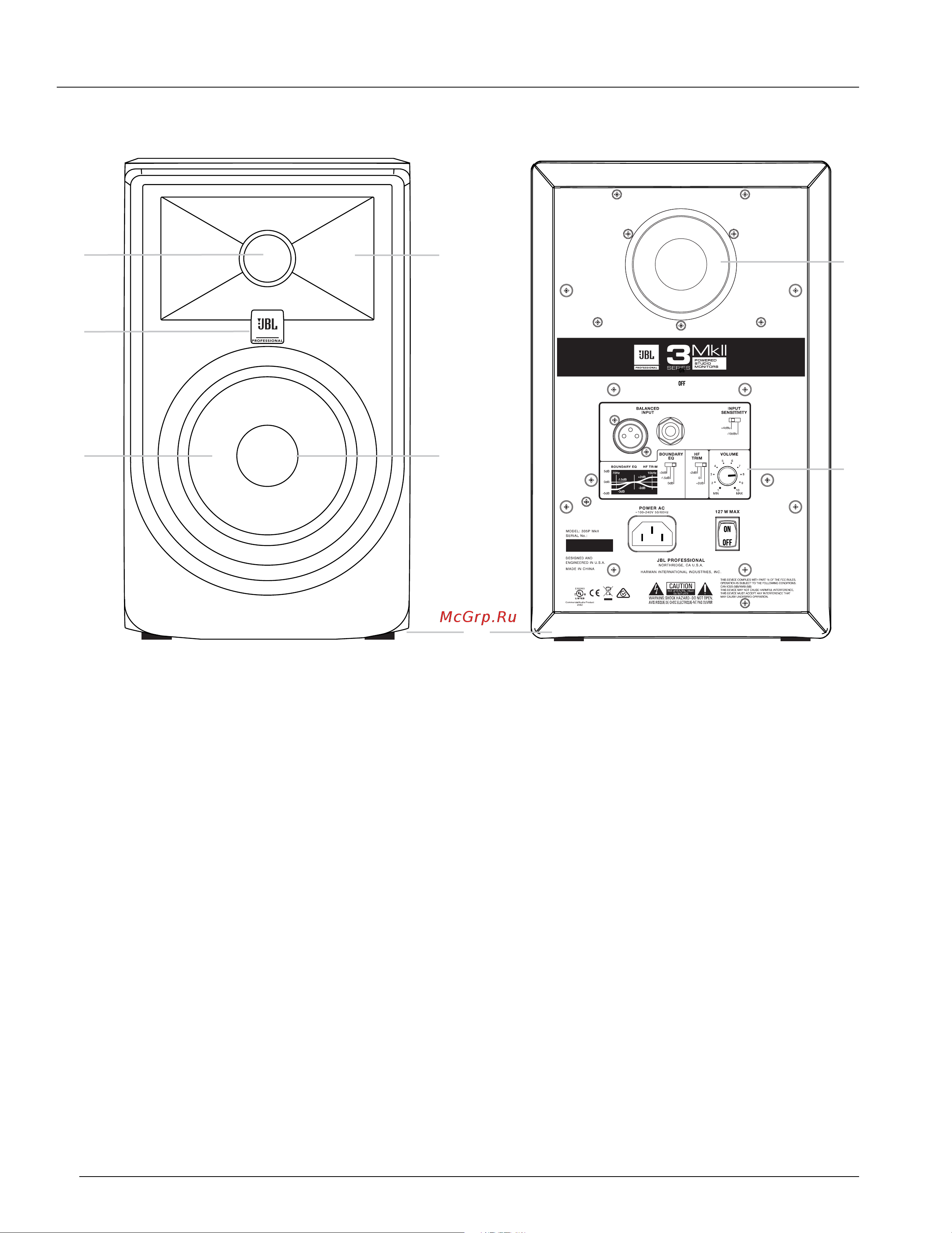 JBL 305PMKII [10/22] Section 4 305p 306p and 308p mkii powered studio monitors