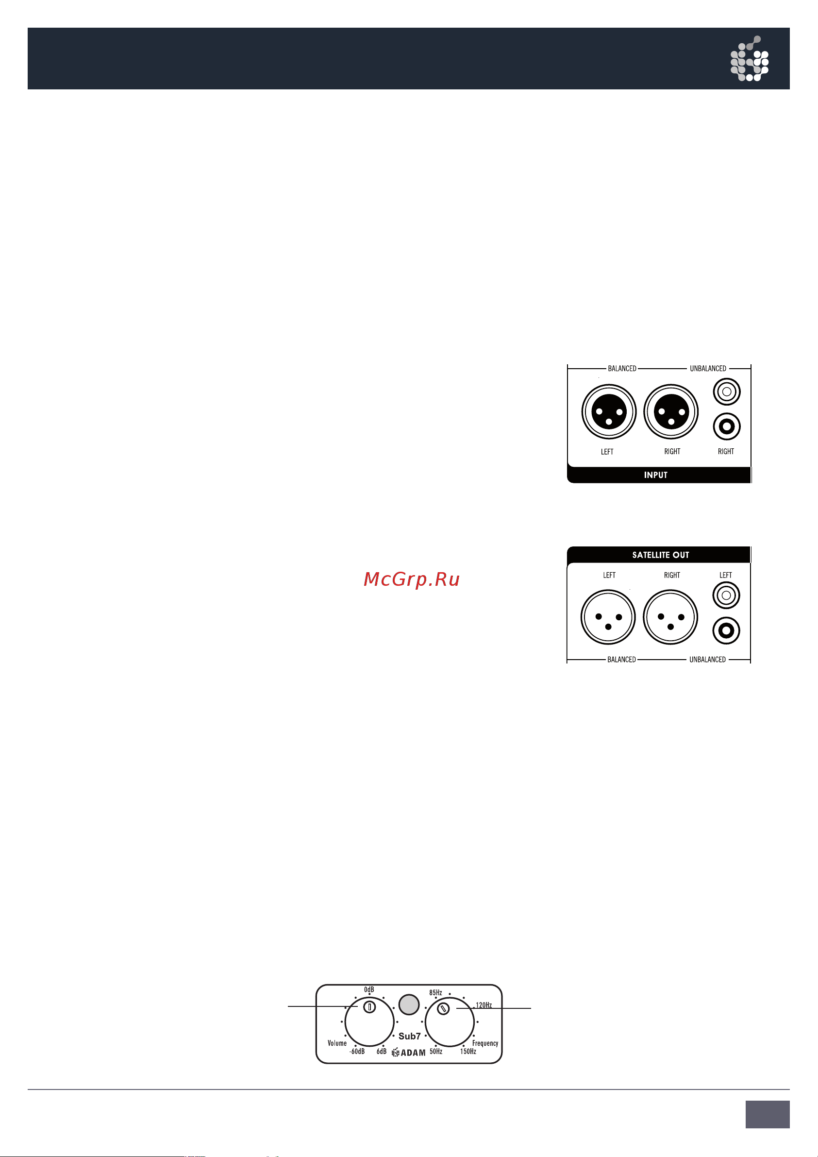 ADAM AUDIO Sub7 [23/32] Anschluss des subwoofers