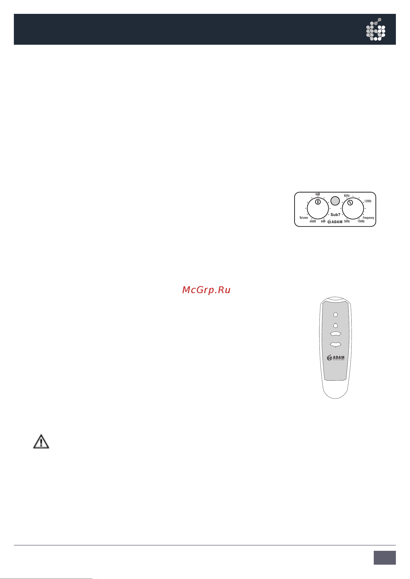 ADAM AUDIO Sub7 [25/32] Bedienelemente